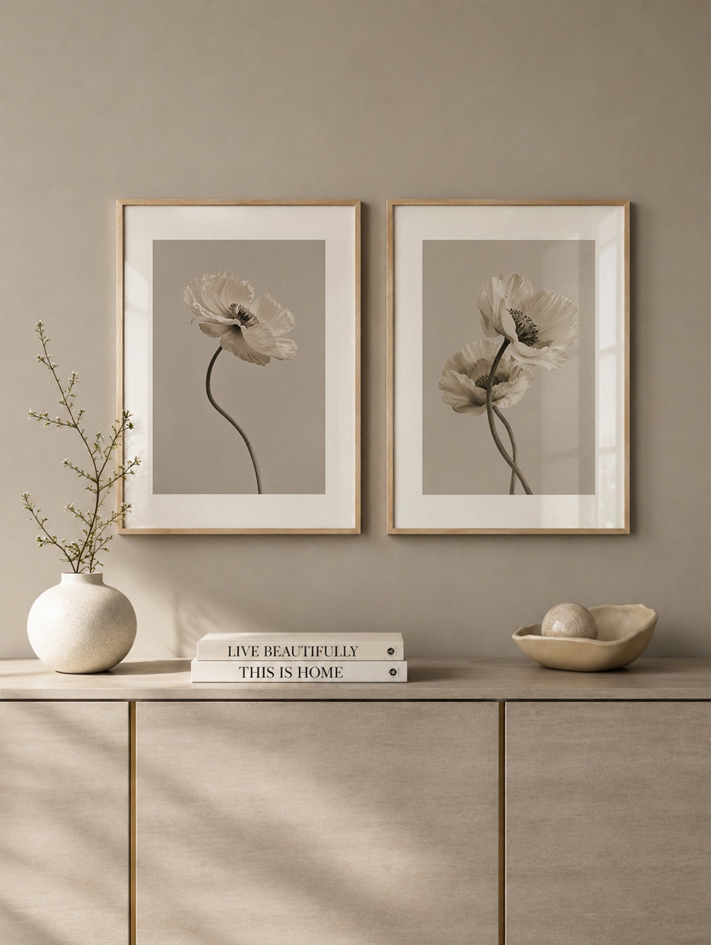 Neutral Poppy Duo gallery wall