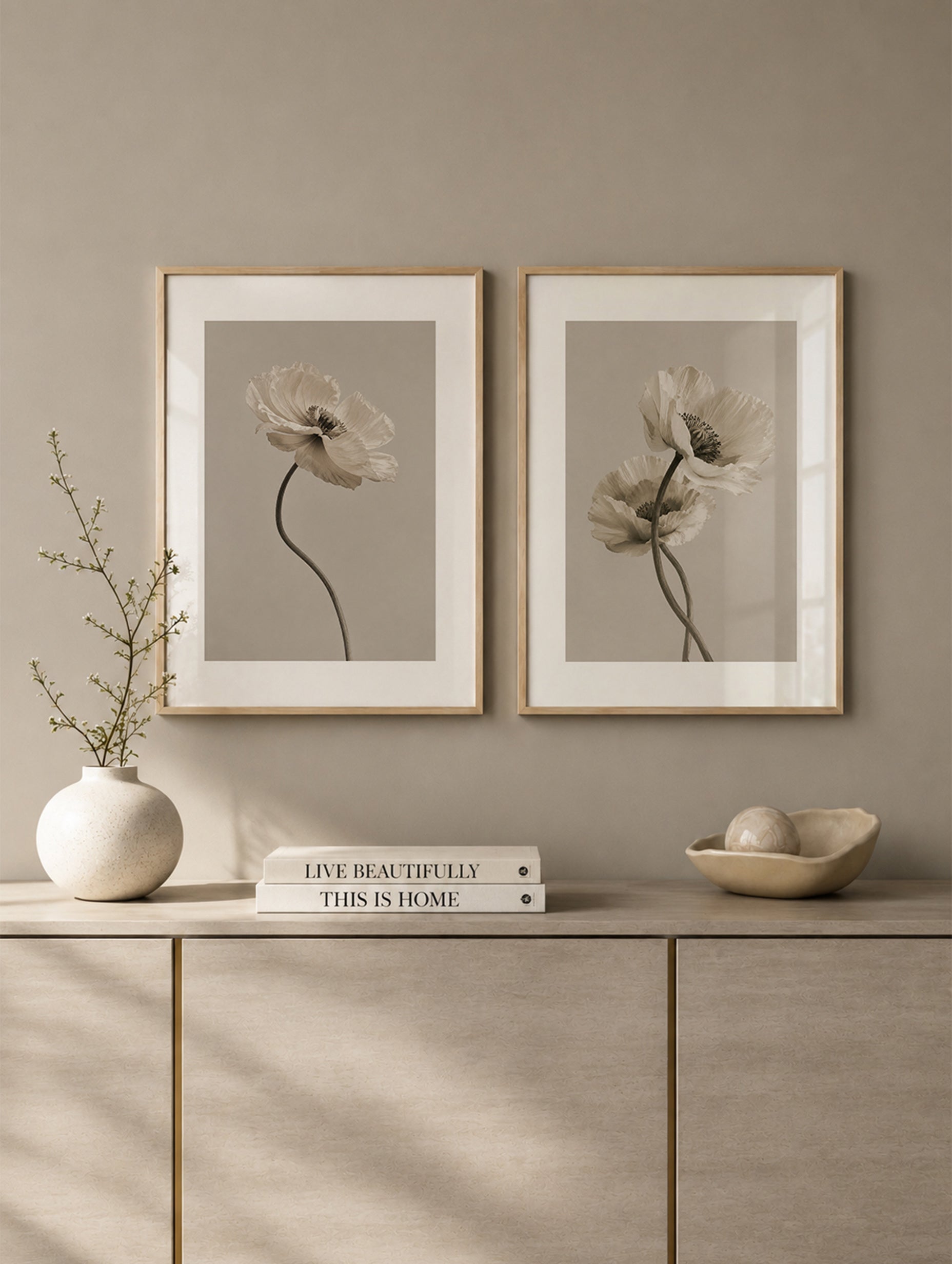 Neutral Poppy Duo gallery wall