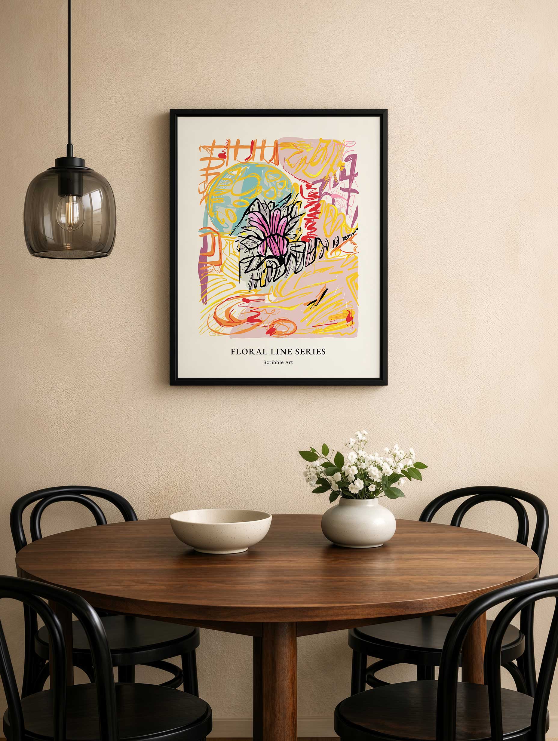 Blommig linjeserieposter