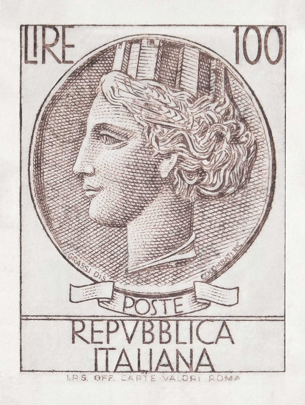 100 Lire italienskt frimärkeaffisch