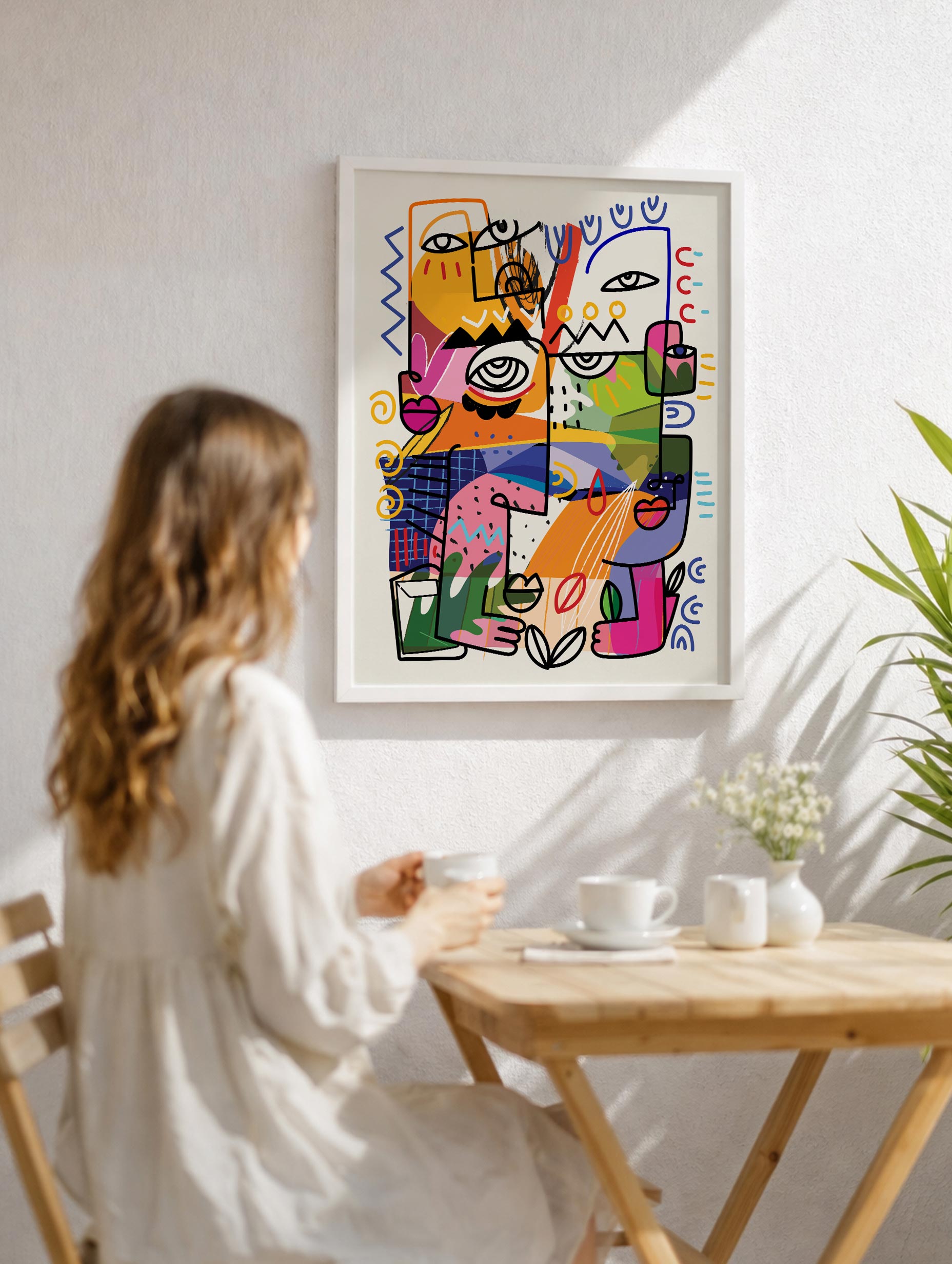 Färgglad abstrakt ansikteposter