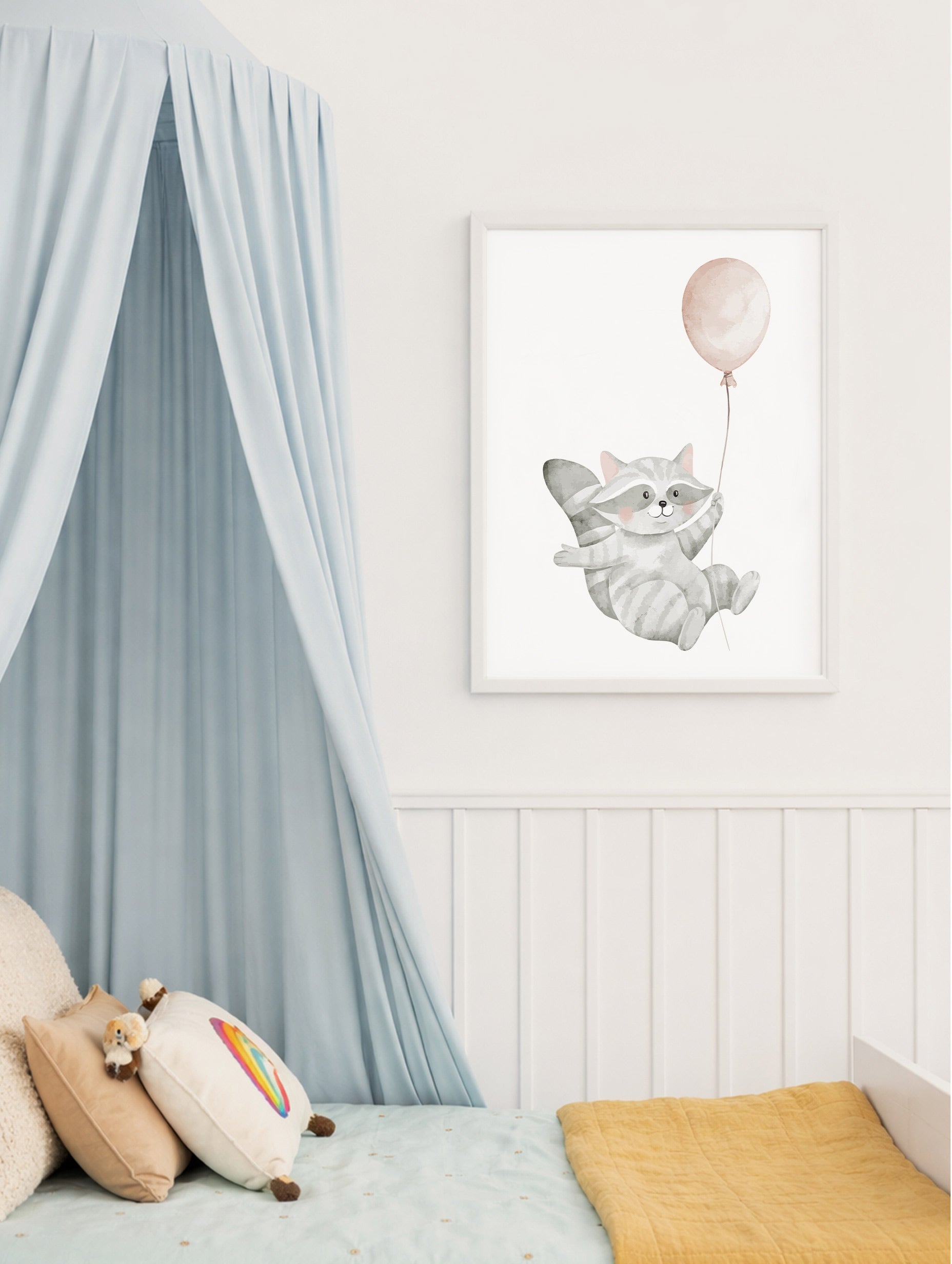 Little Raccoon Balloon Poster Mockup