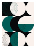 Bauhaus-poster med blågrön geometristudie