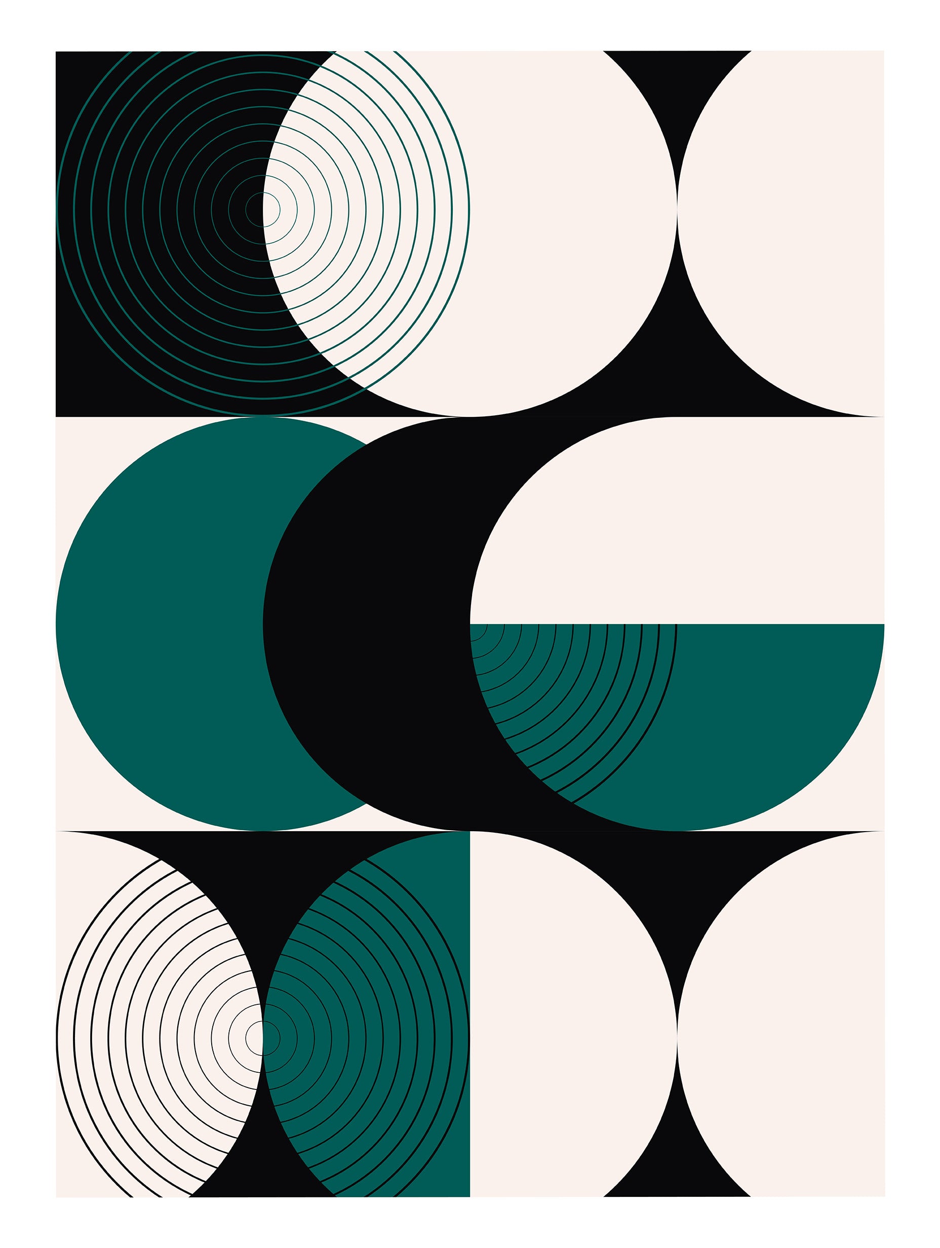 Bauhaus-poster med blågrön geometristudie
