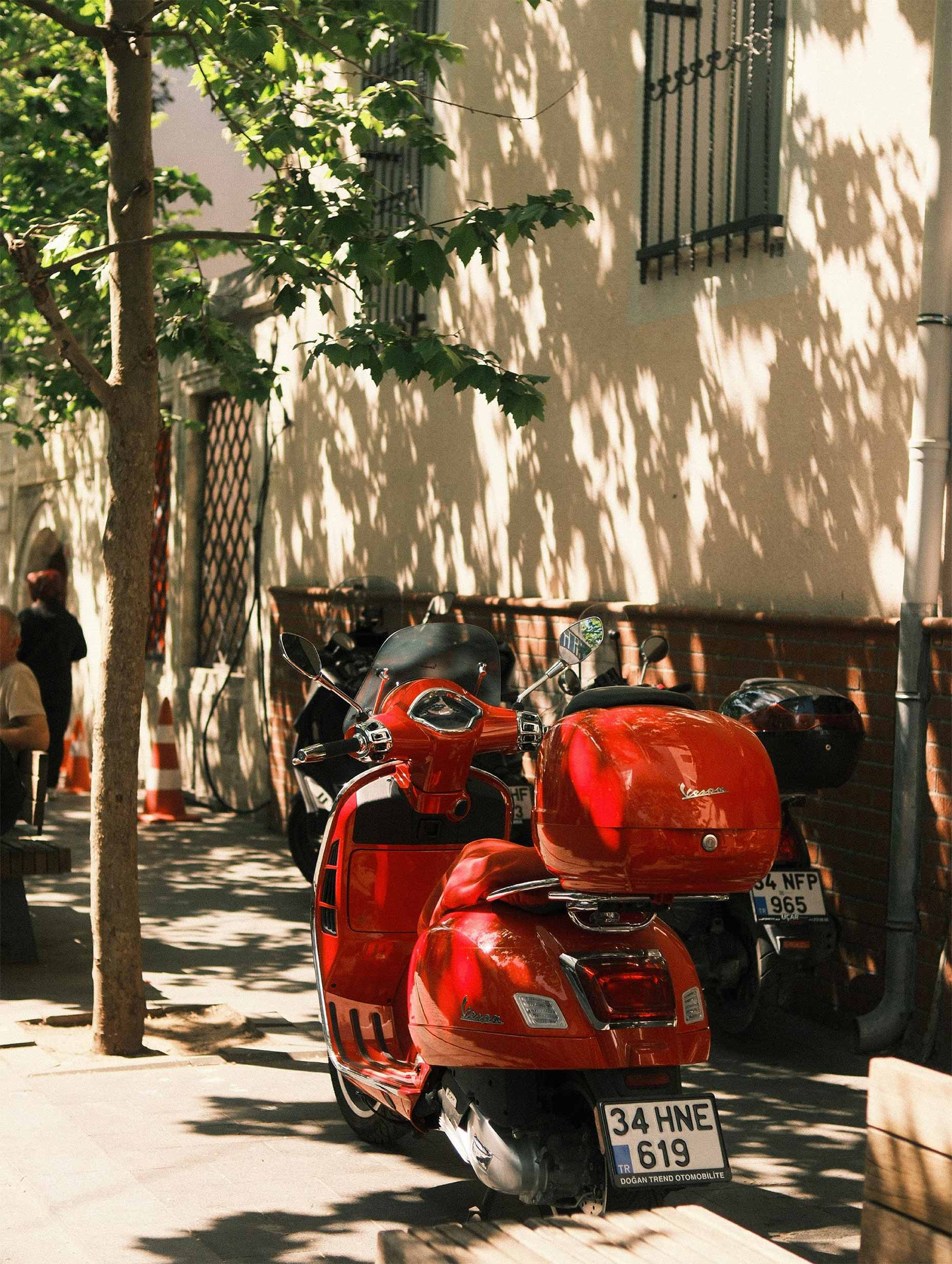 Red Vespa Scooter Poster