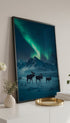 Moose under Aurora Animal Photography Poster Mockup
