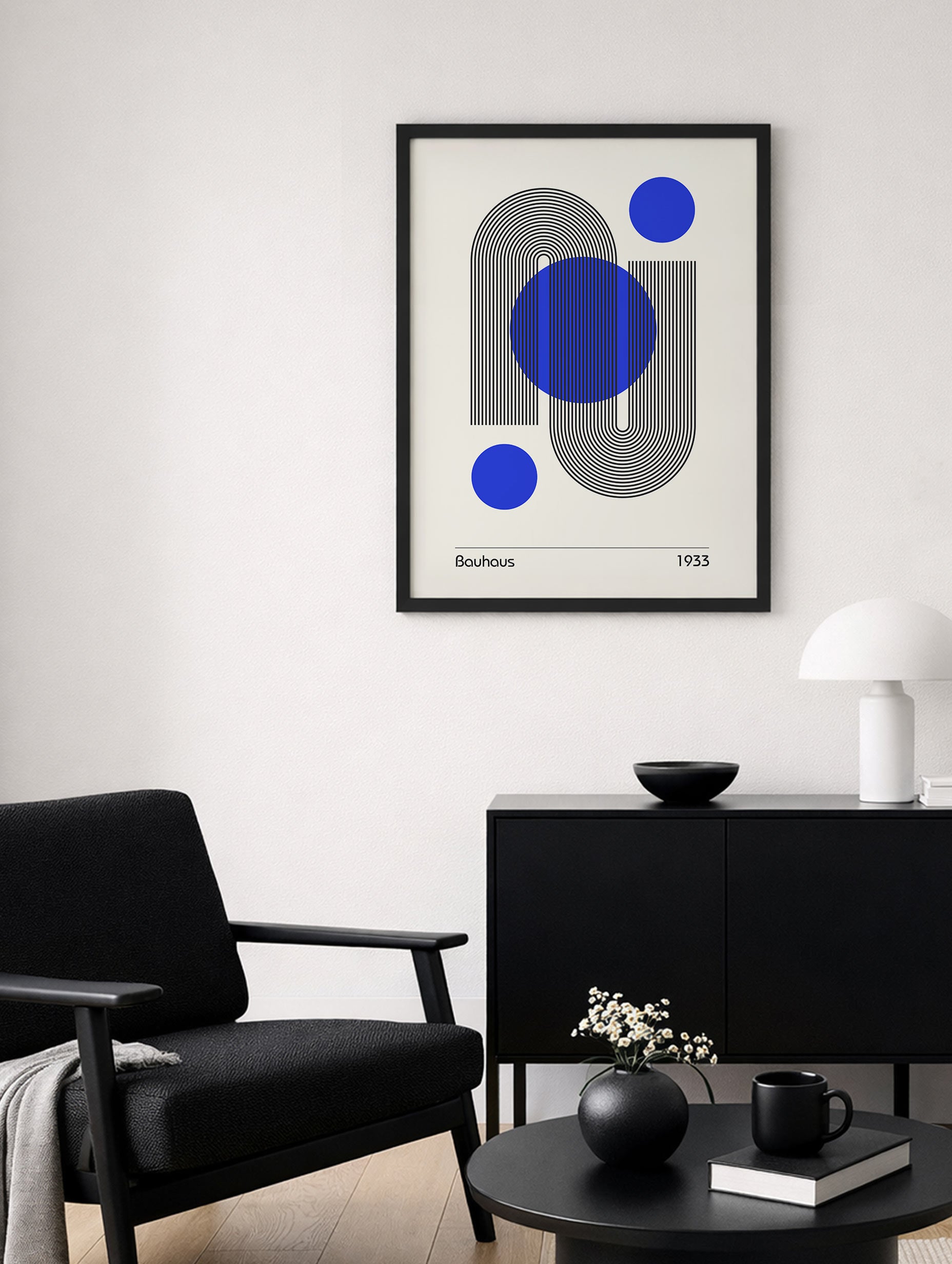 Bauhaus Blue Geometry Poster Mockup