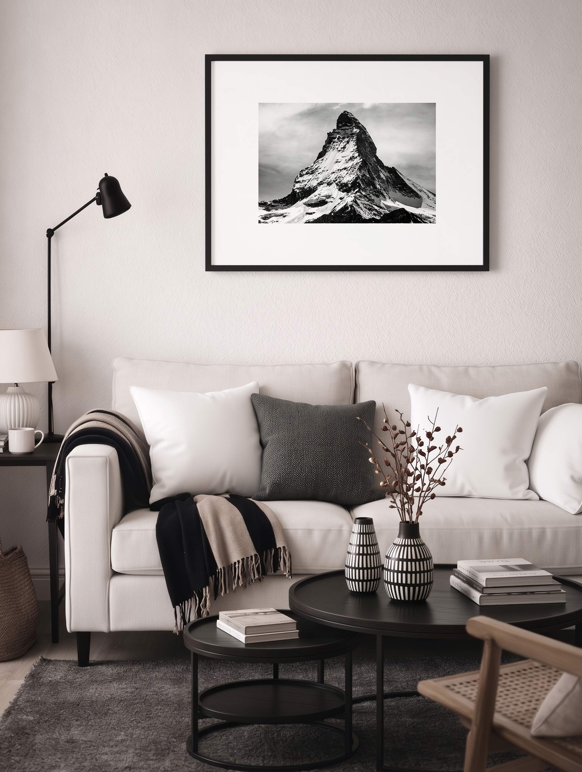 Matterhorn Mountain Black and White Poster Mockup