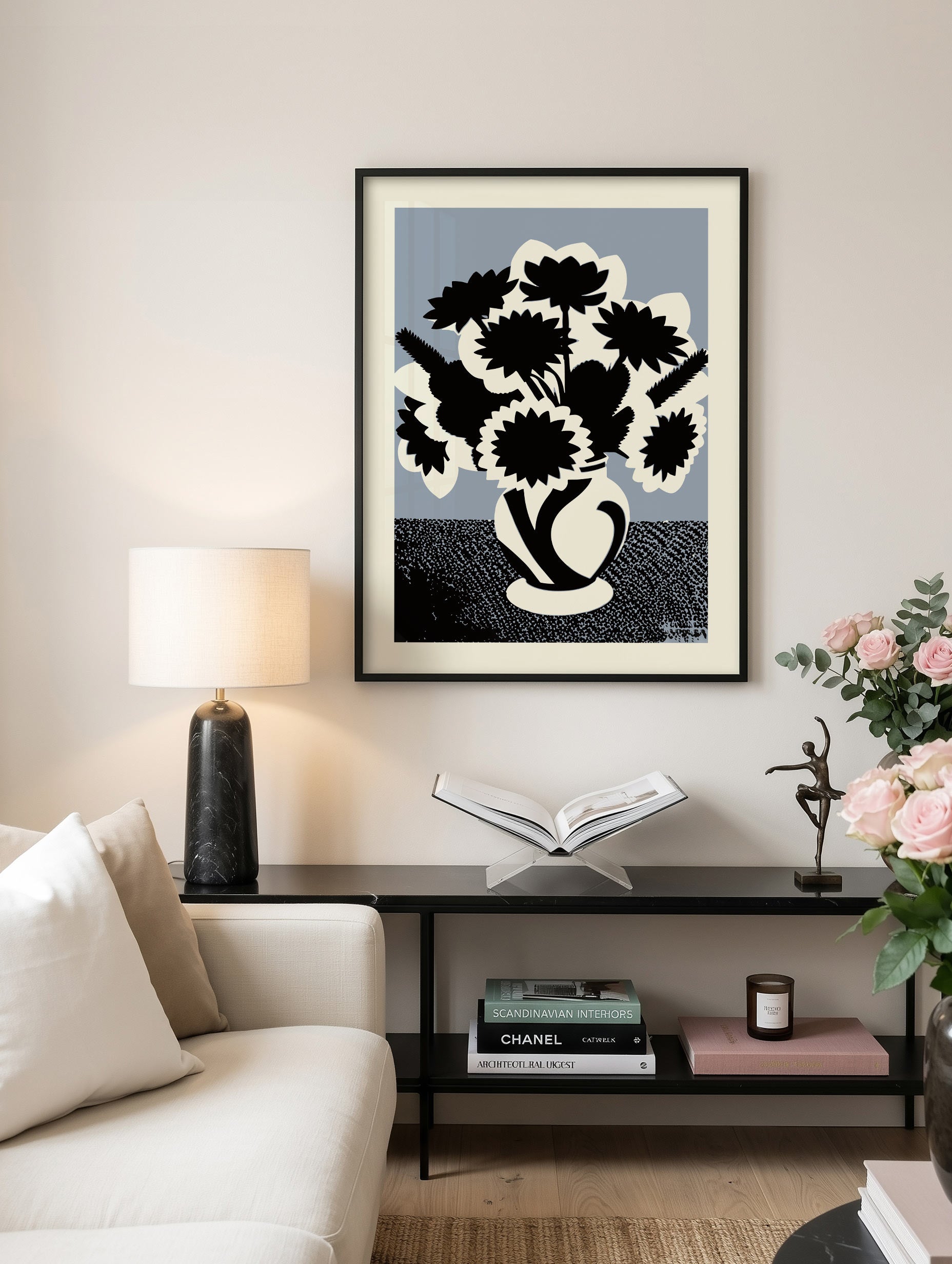 Retro Flower Bouquet Poster Mockup