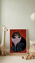 Bold Textured Cat Animal Art Print Mockup