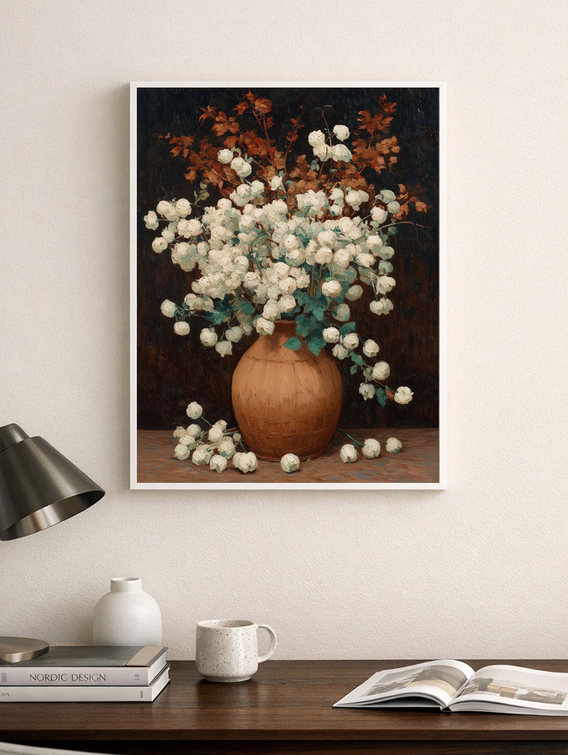 Vintage Floral Vase Flower Art Print Mockup