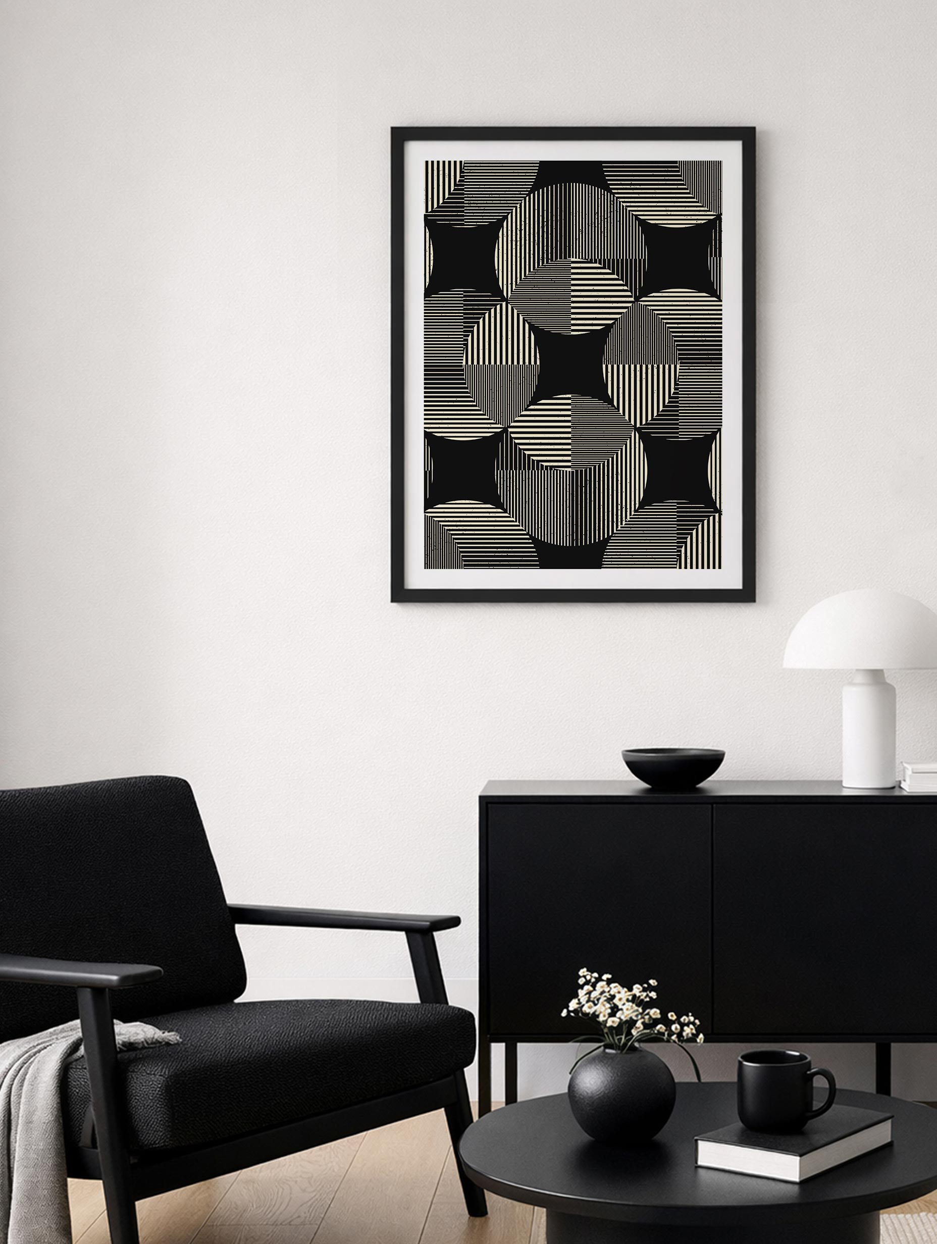 Monochrome Optic Grid Poster Mockup