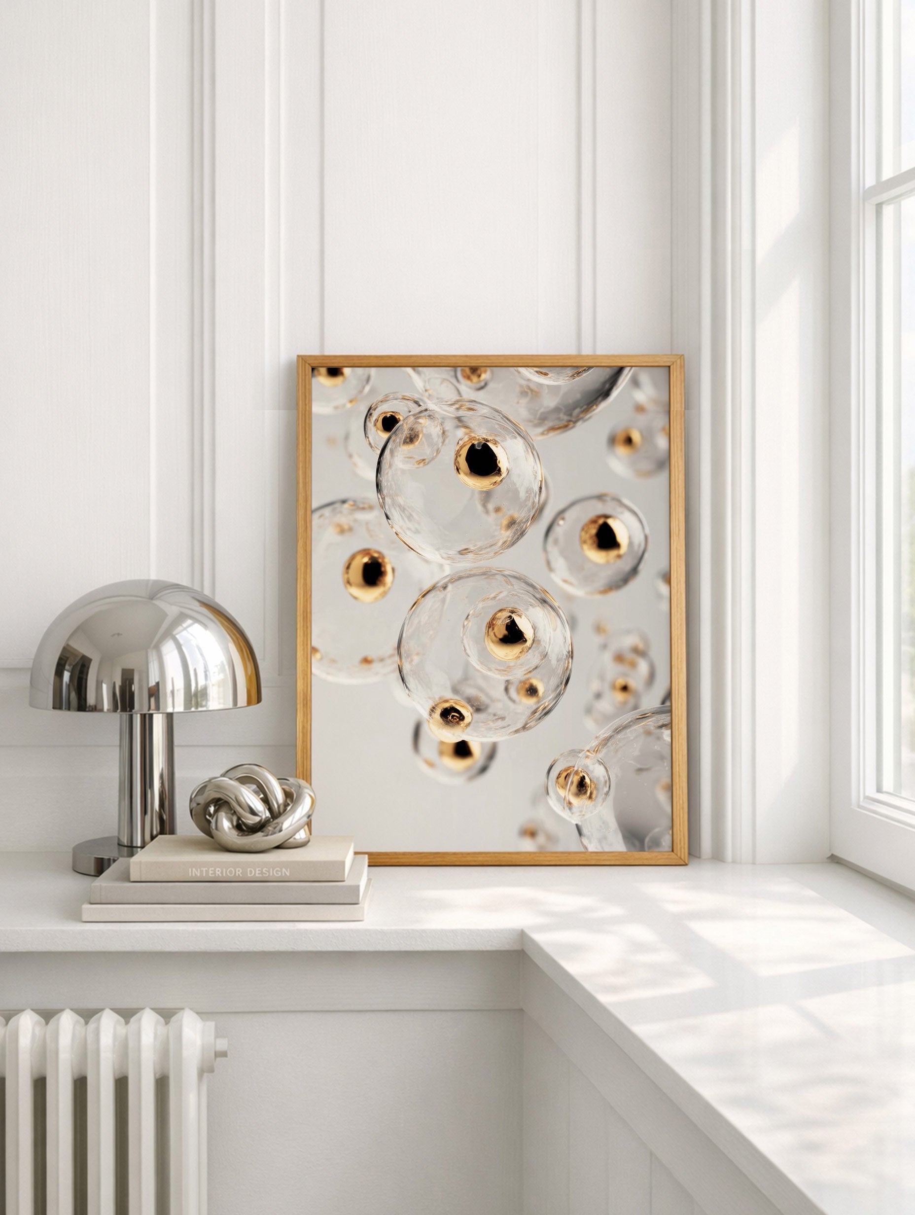 Gold Bubble Pattern Abstract Poster Mockup
