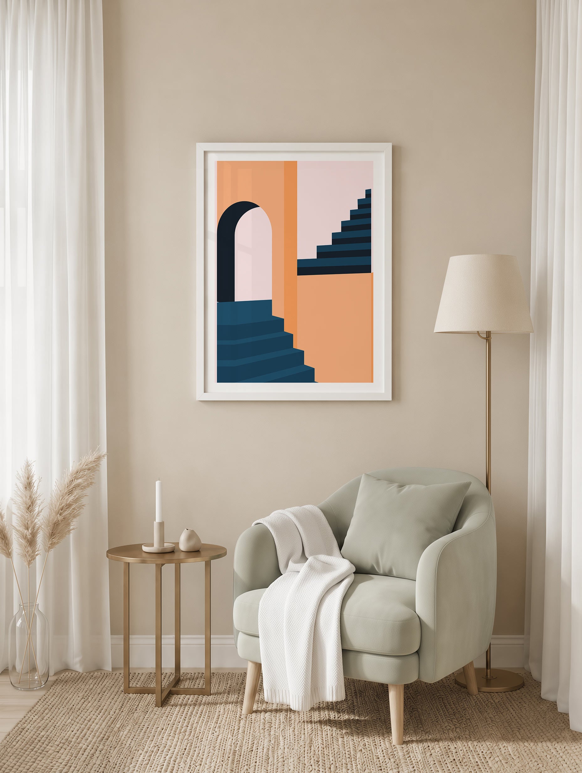 Peach Facade Bauhaus Poster Mockup