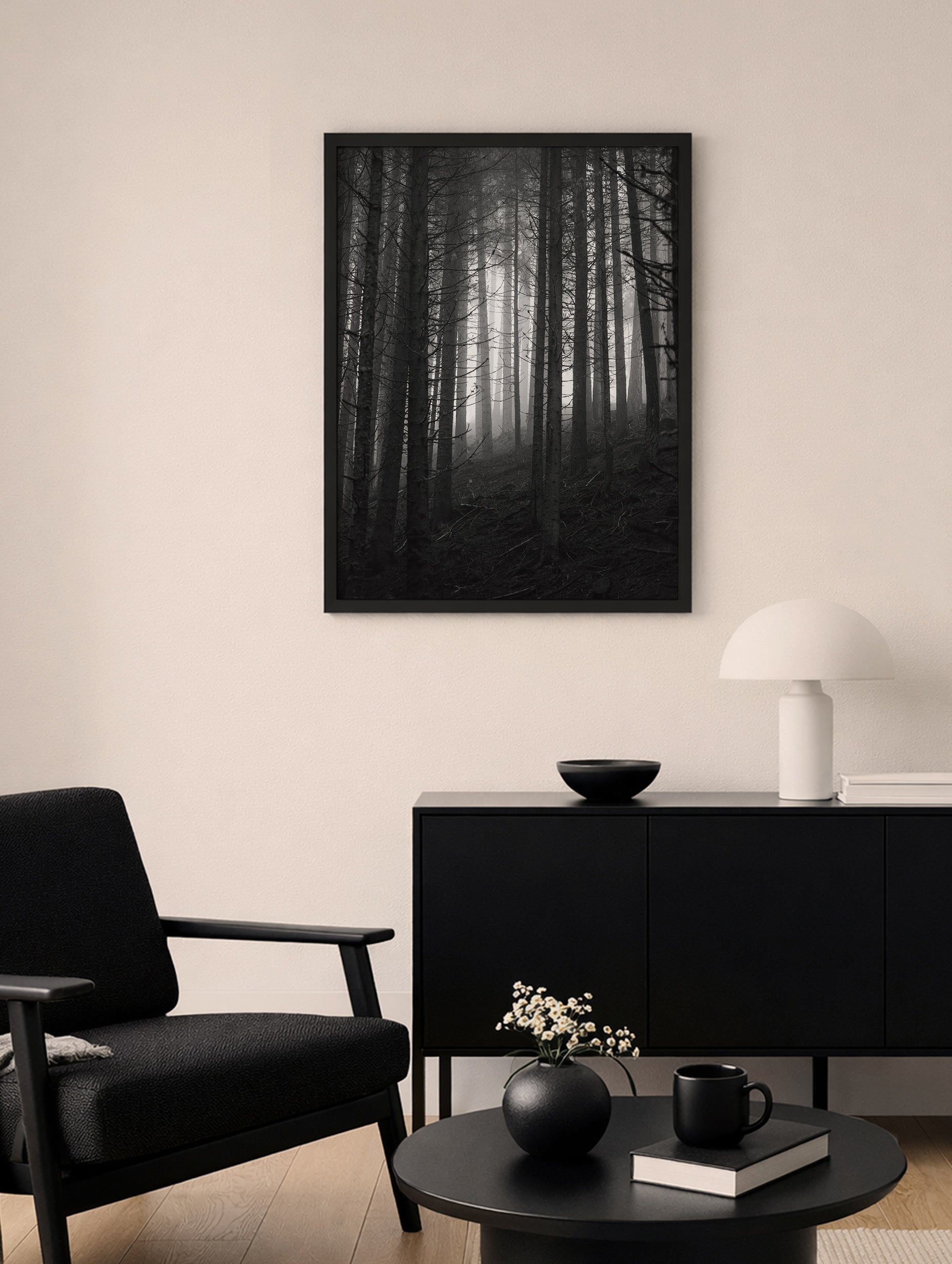 Forest Black and White Poster Mockup