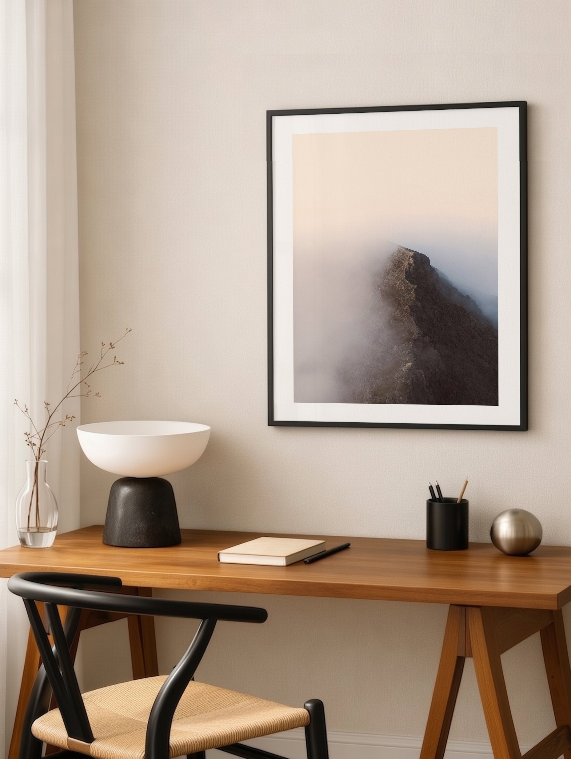 Cloudy Knife Edge Ridge Mountain Wall Art Mockup