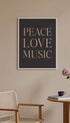 Peace Love Music Typography Poster Mockup