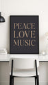 Peace Love Music Typography Poster Mockup