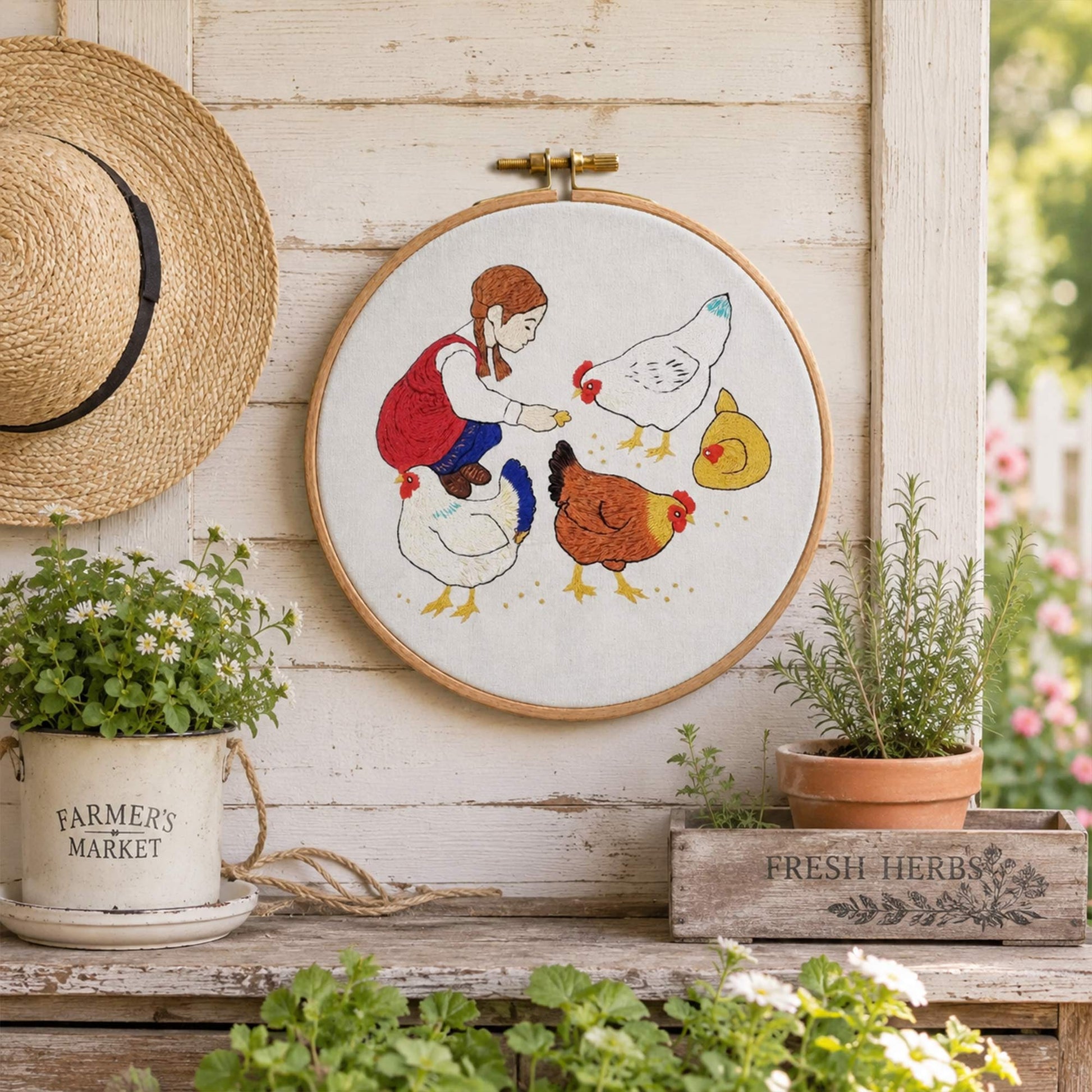 Broderidesign: Mata höns