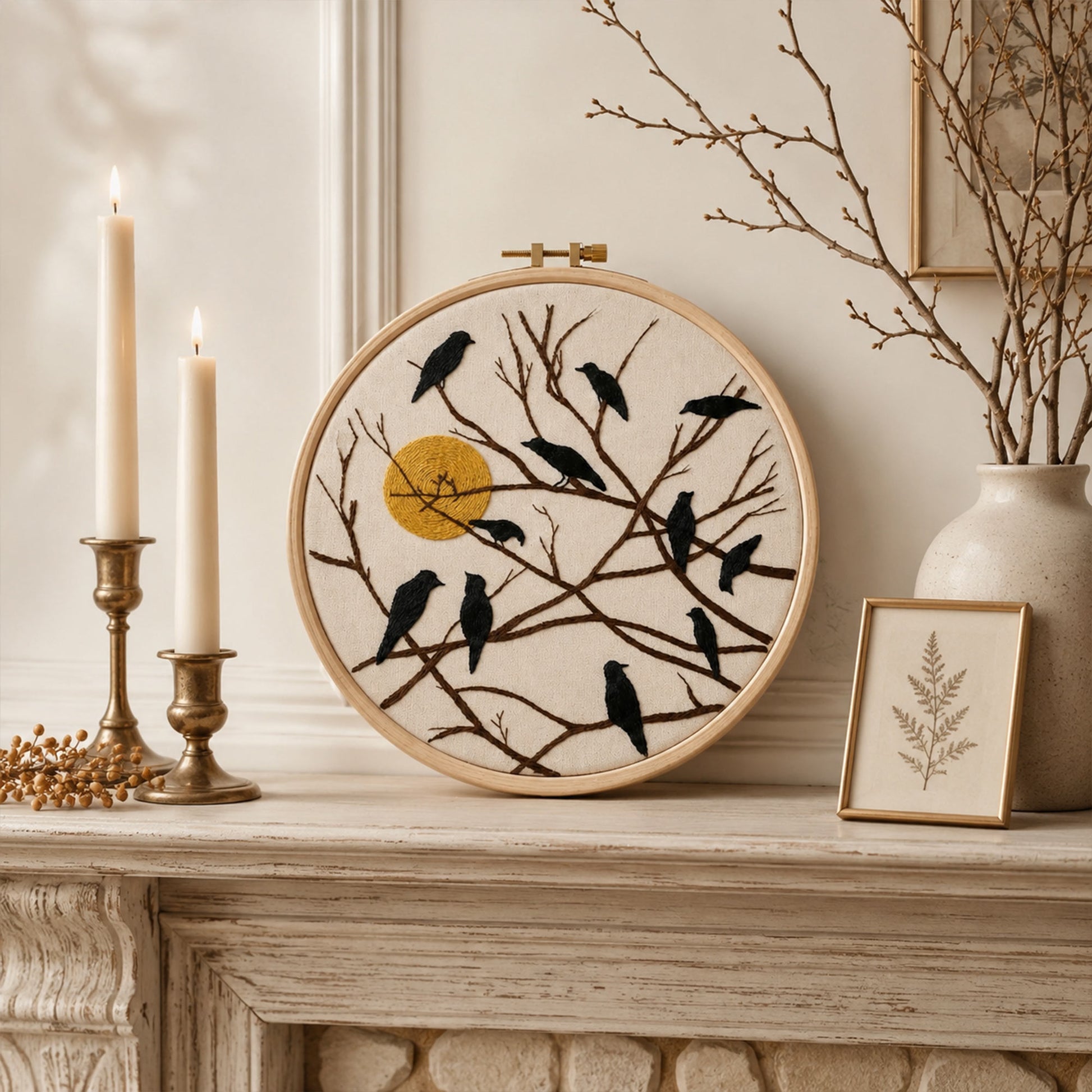 Höstfåglar Broderidesign