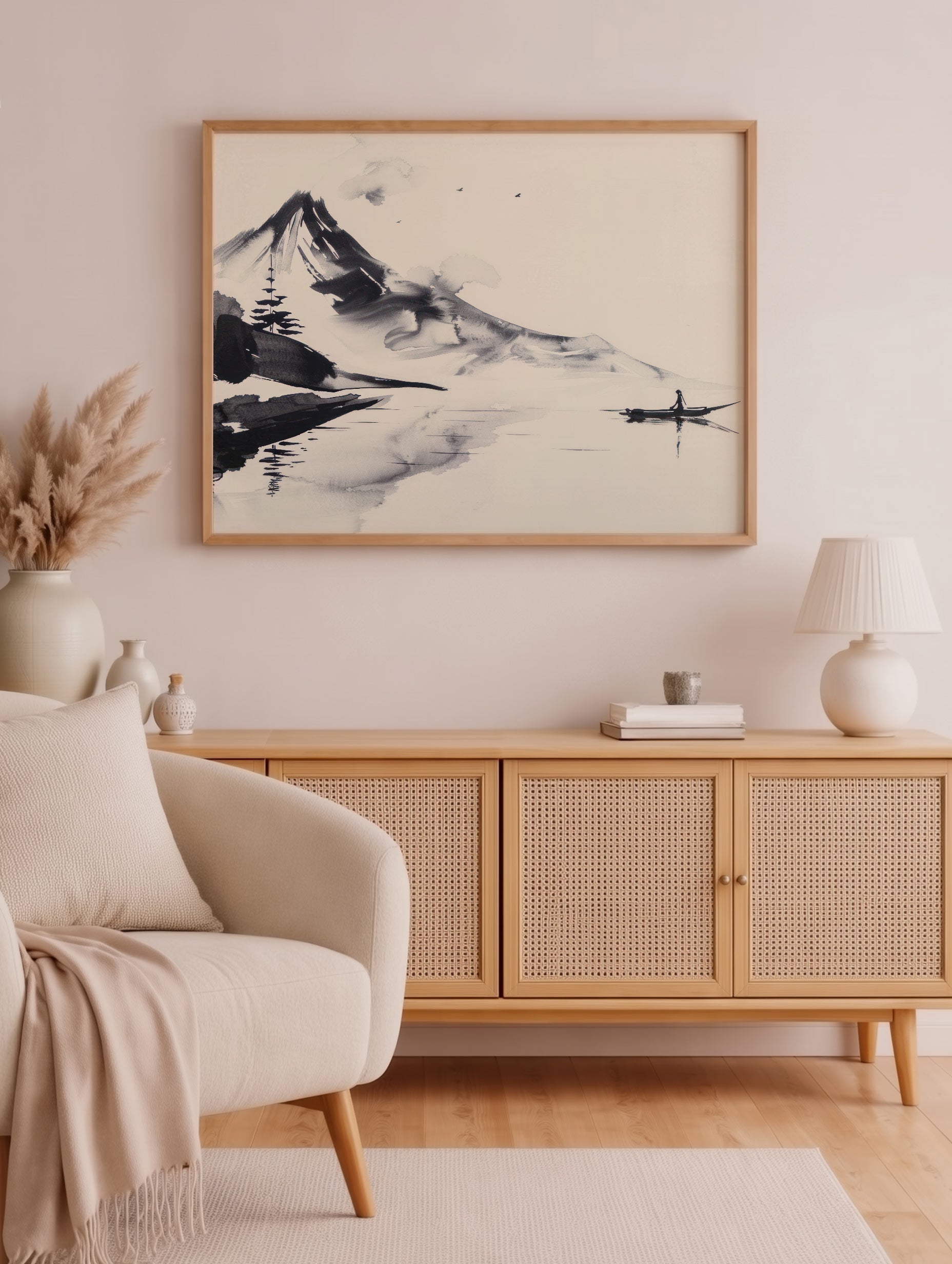 Mountain Ink Wash Painting Poster Mockup