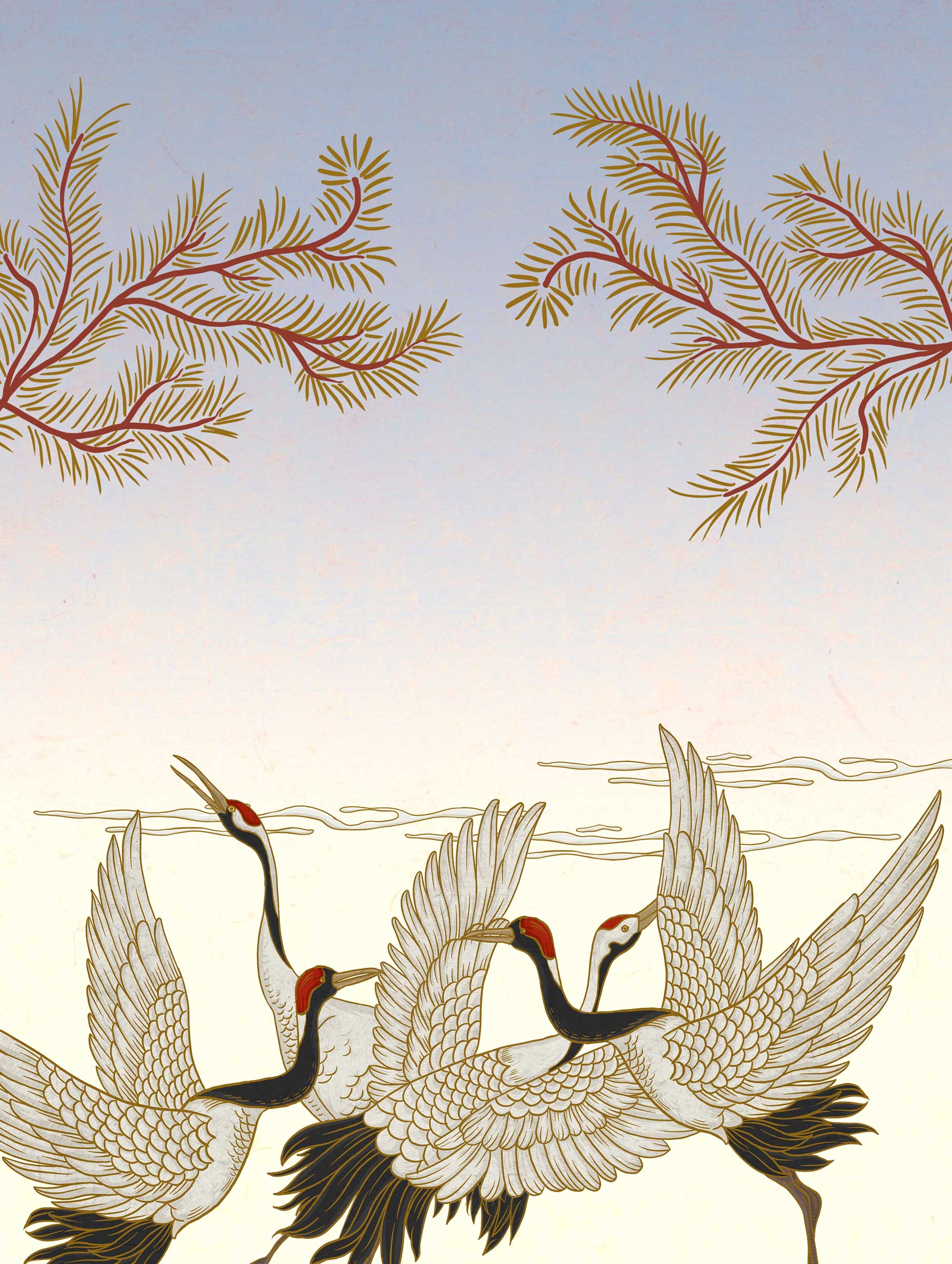 Japanese Cranes Poster