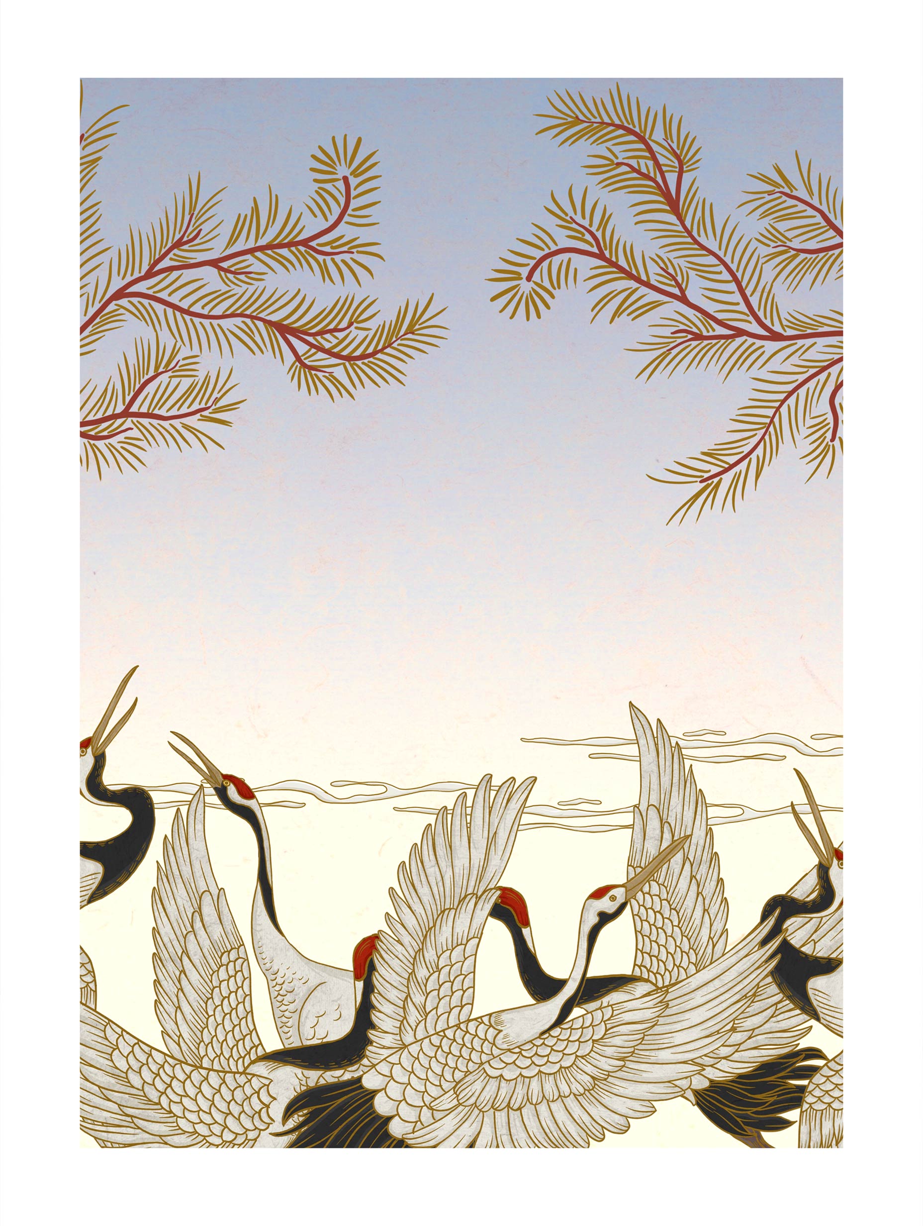 Japanese Cranes Poster