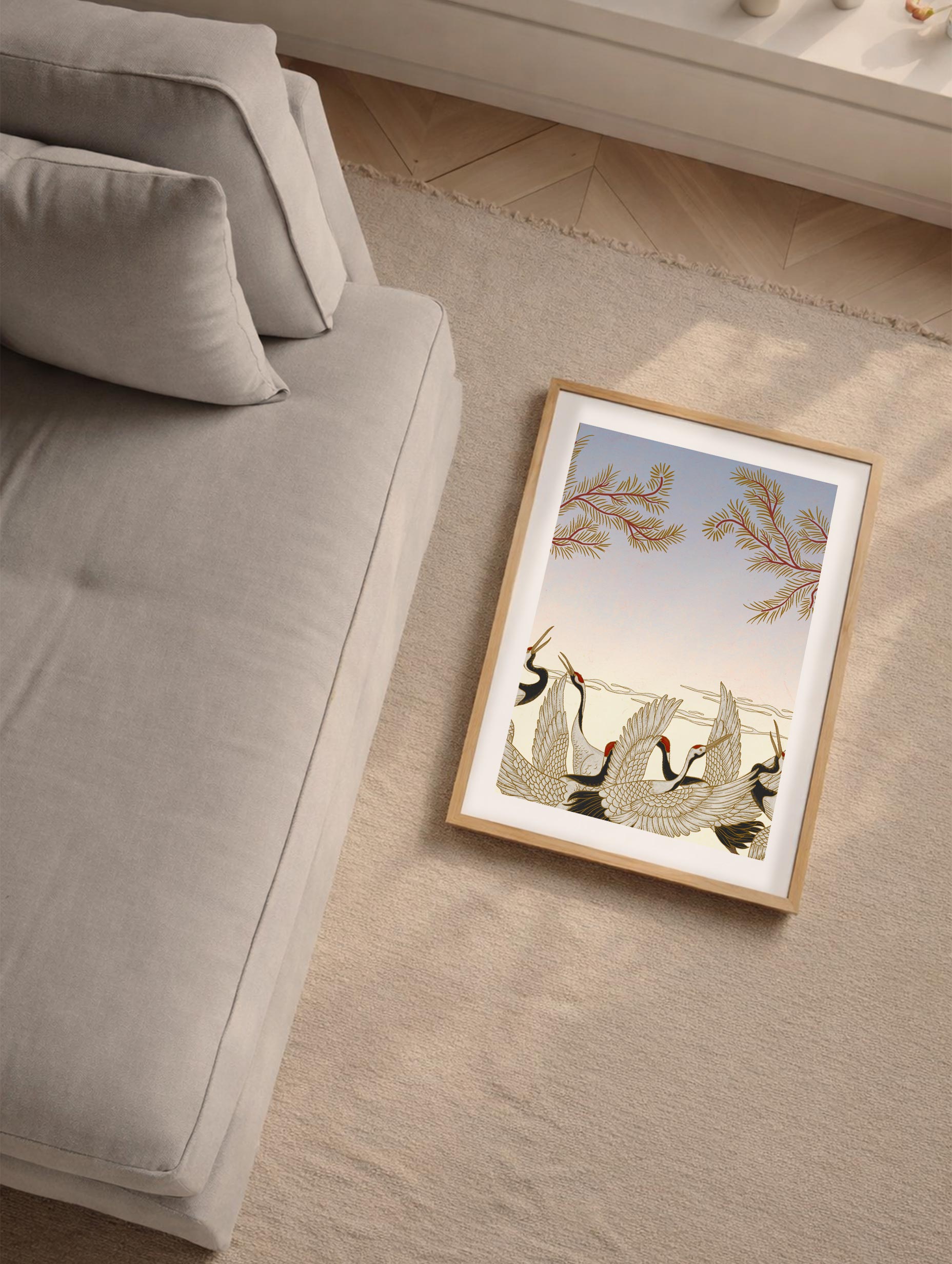 Japanese Cranes Poster Mockup