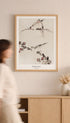 Three Birds Perched on Branches - Katsushika Hokusai Mockup