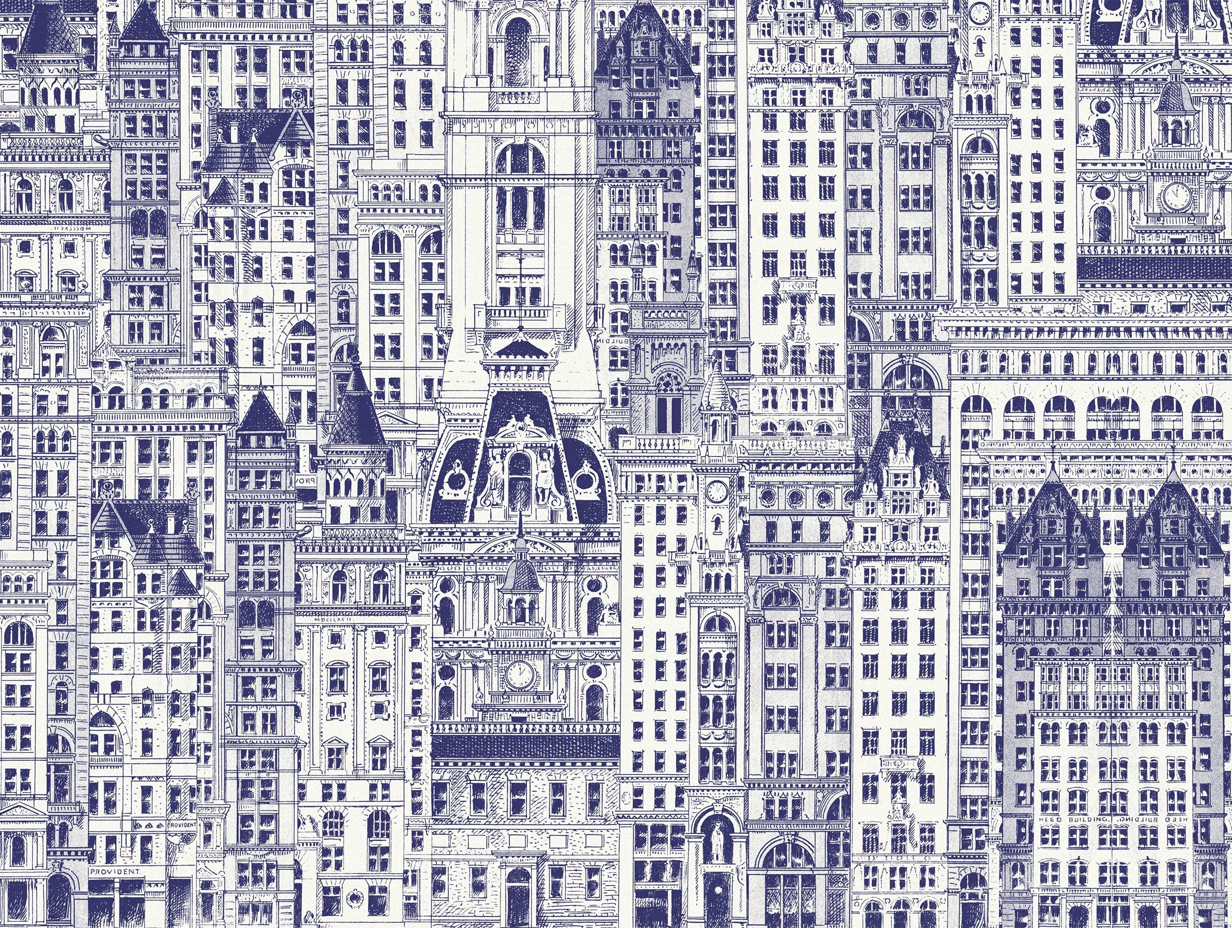 Blue City Buildings Poster