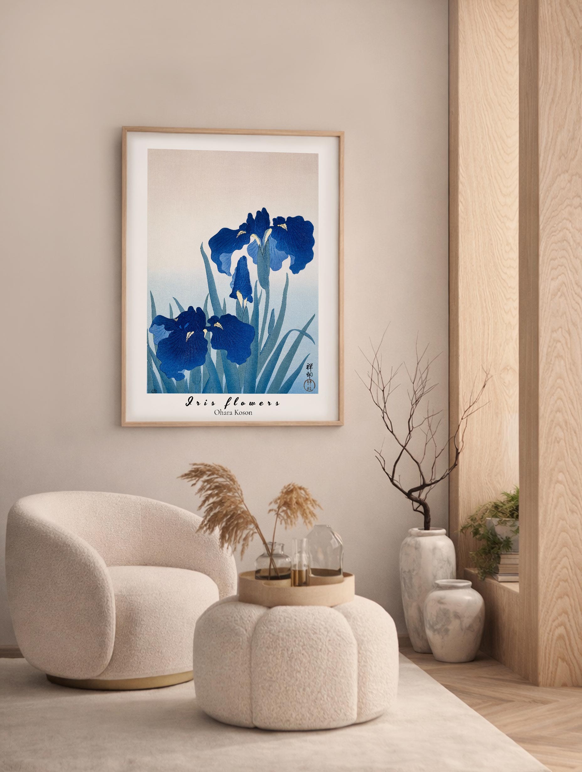 Blue Irises – Ohara Koson Art Print Mockup