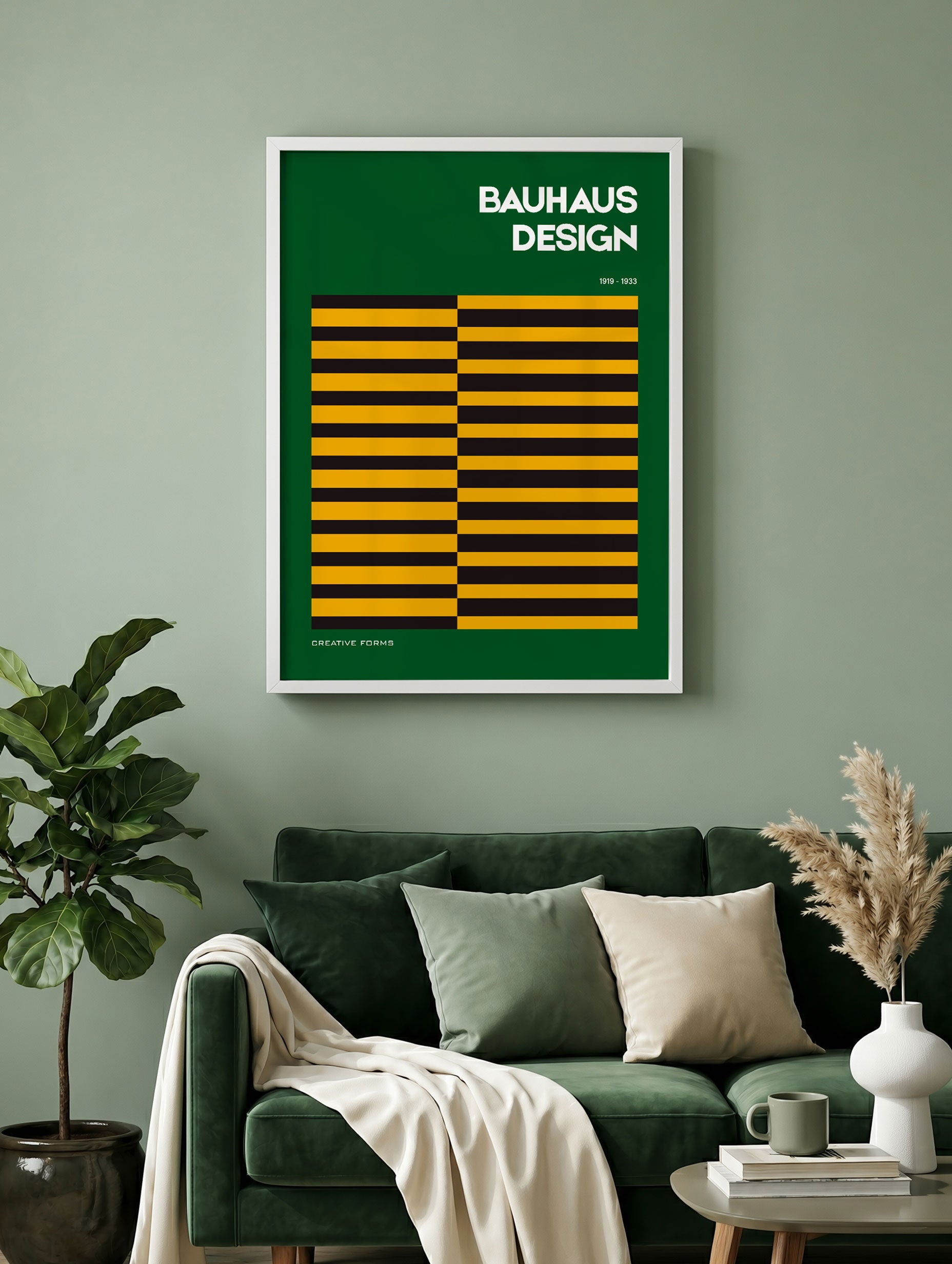Bauhaus Stripe Rhythm Poster Mockup