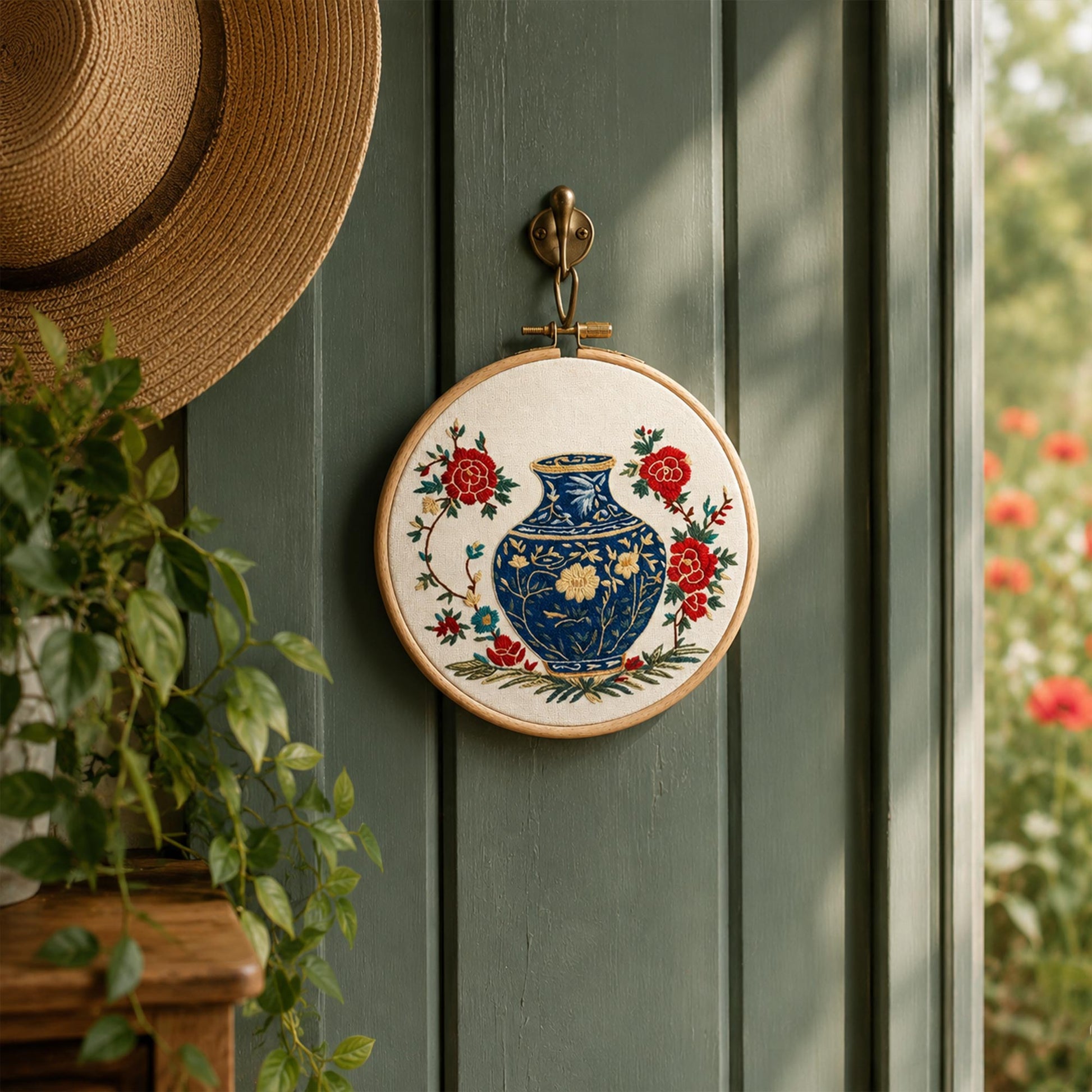 Broderidesign för blomvas