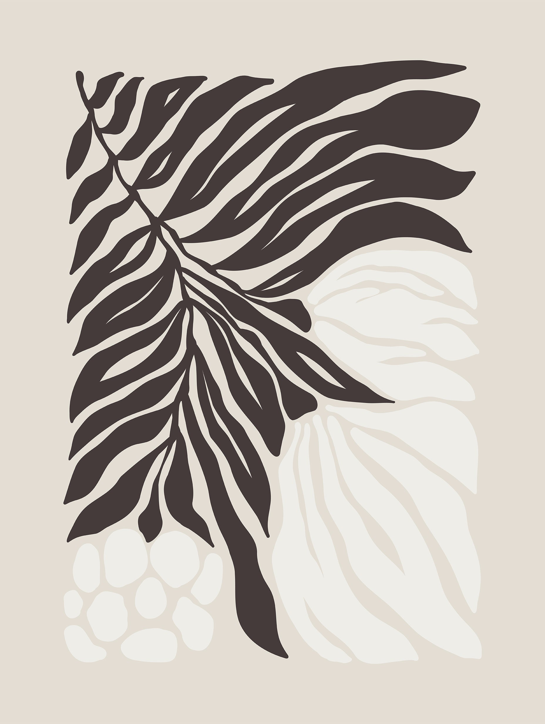 Beige Grafisk Lövposter