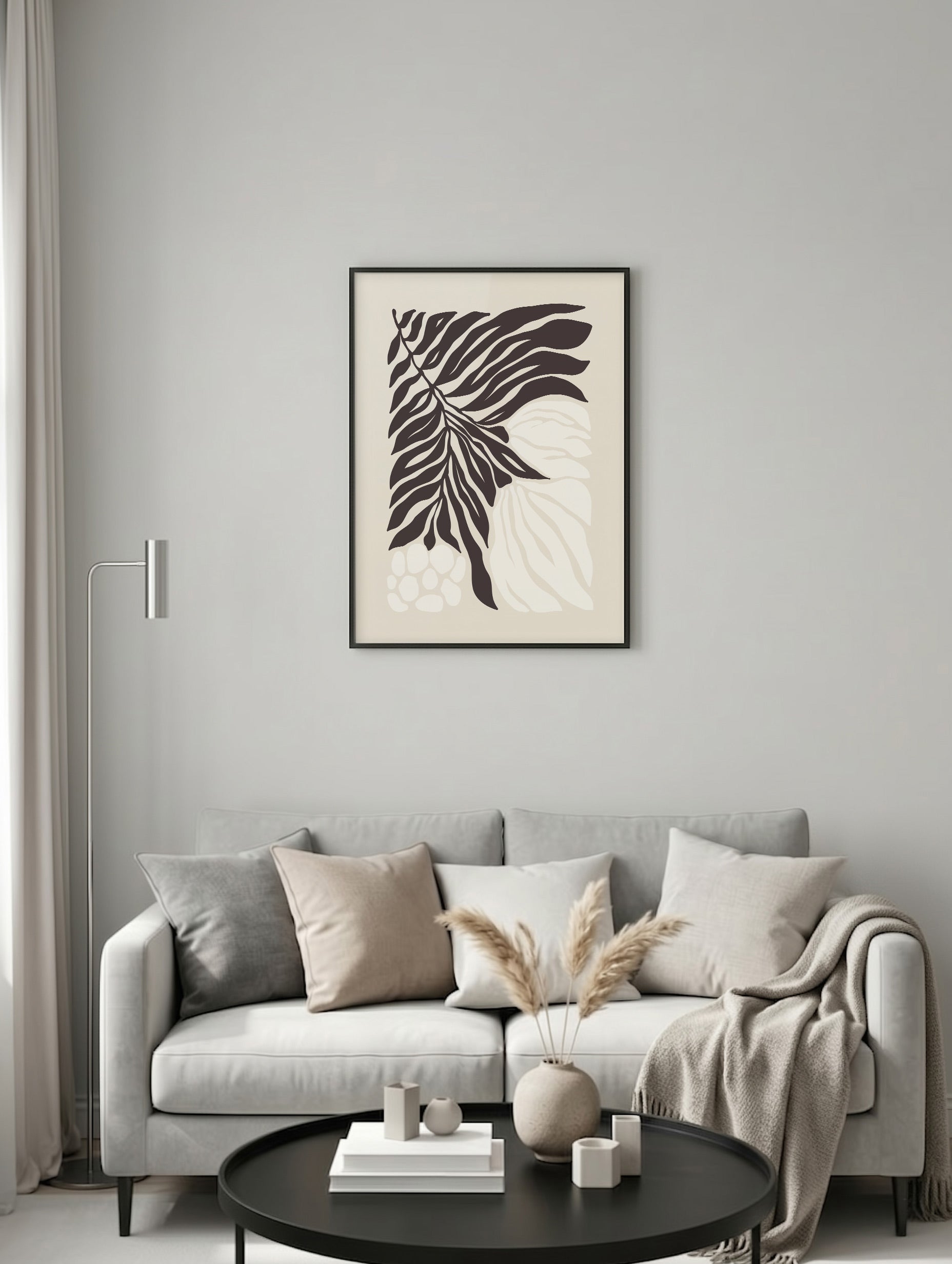 Beige Grafisk Lövposter