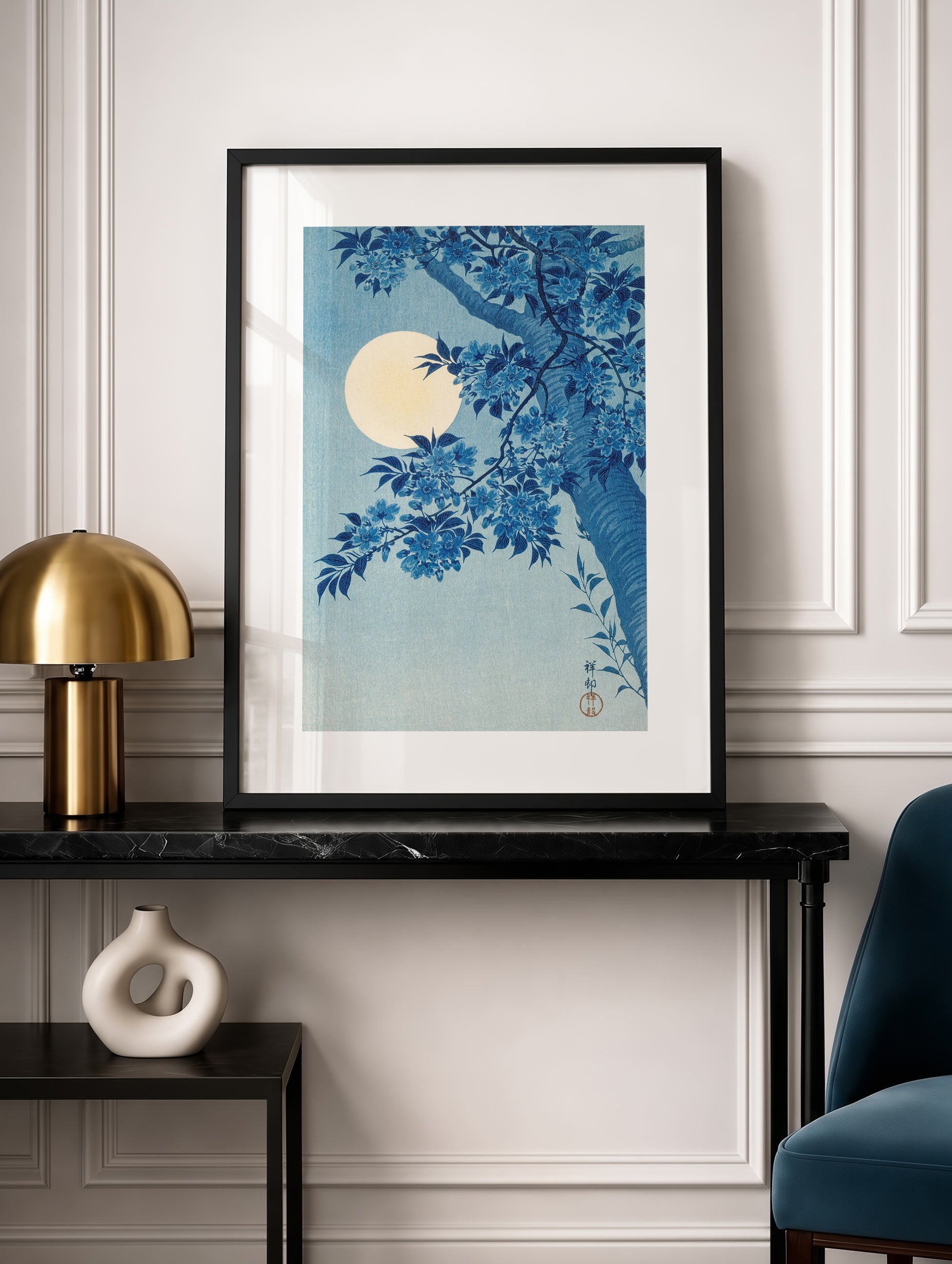 Blossoming Cherry on a Moonlit Night - Ohara Koson Mockup