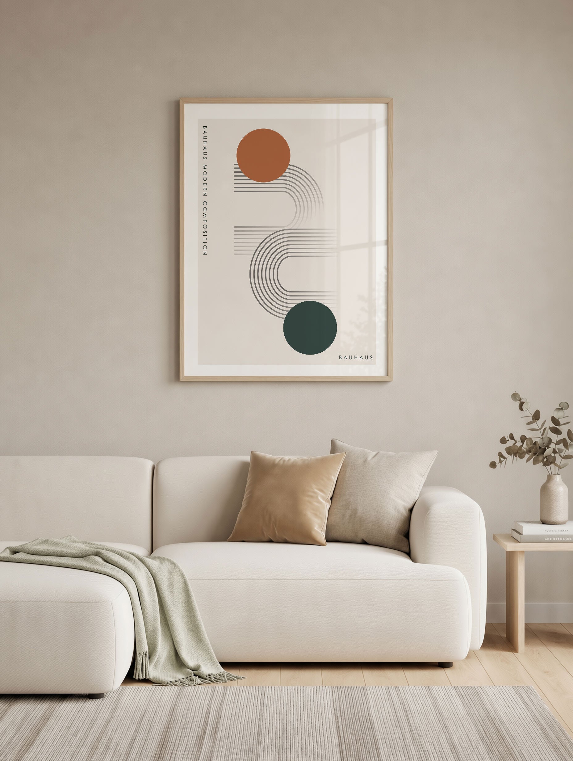 Bauhaus-poster med kurvkomposition