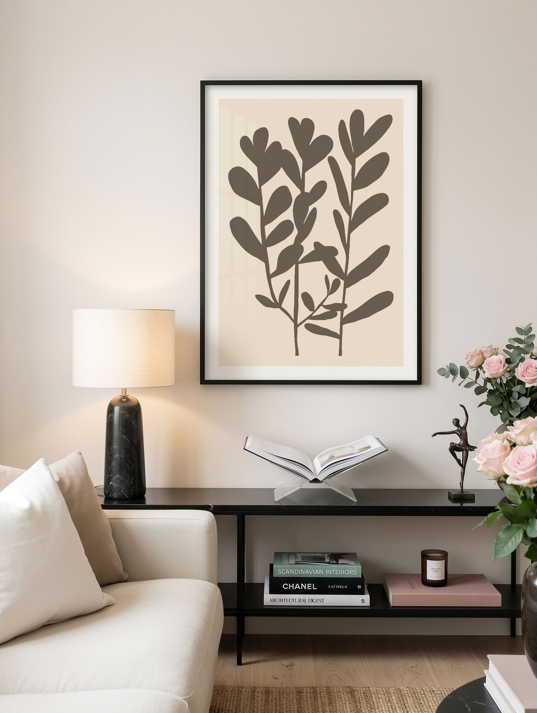 Beige Grafisk Lövposter Nr 1