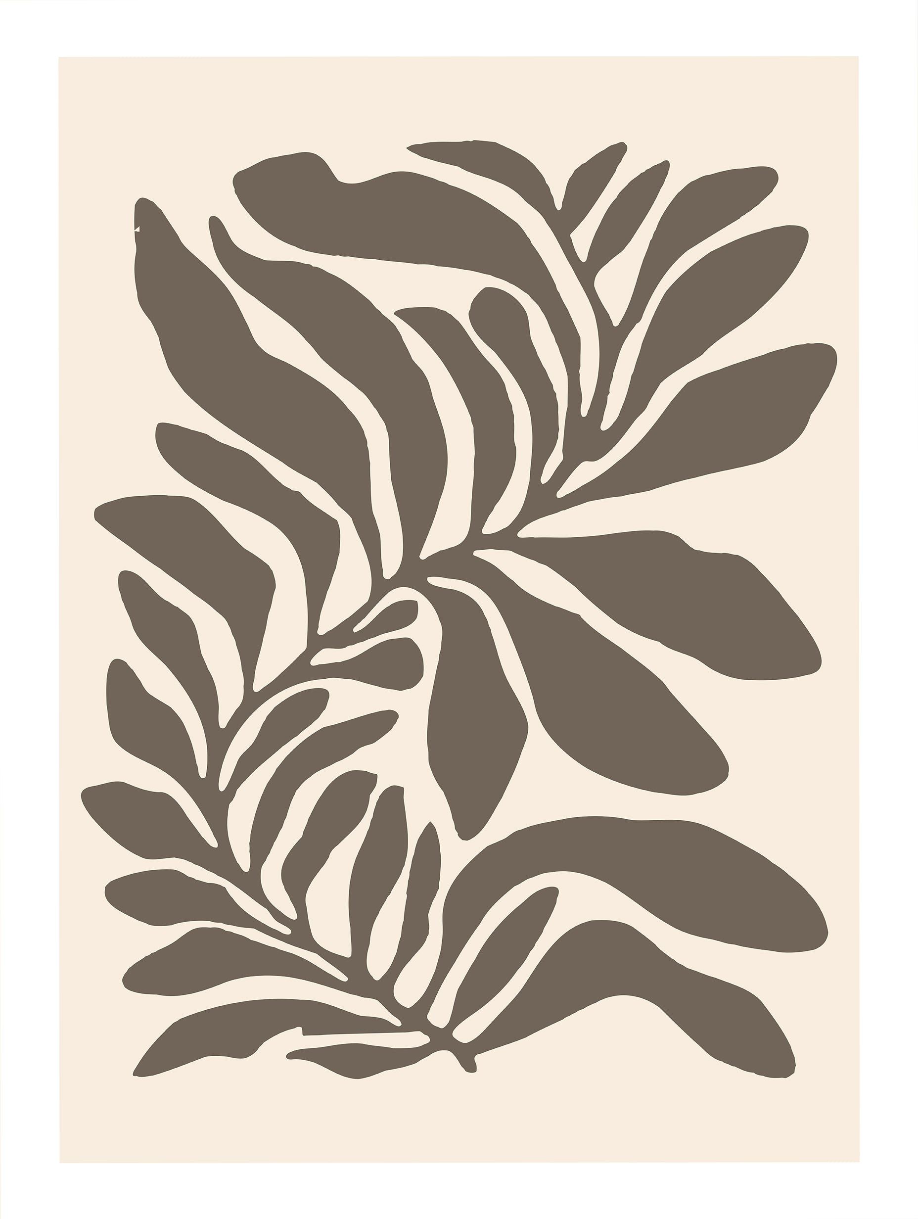 Beige Grafisk Lövposter Nr 2