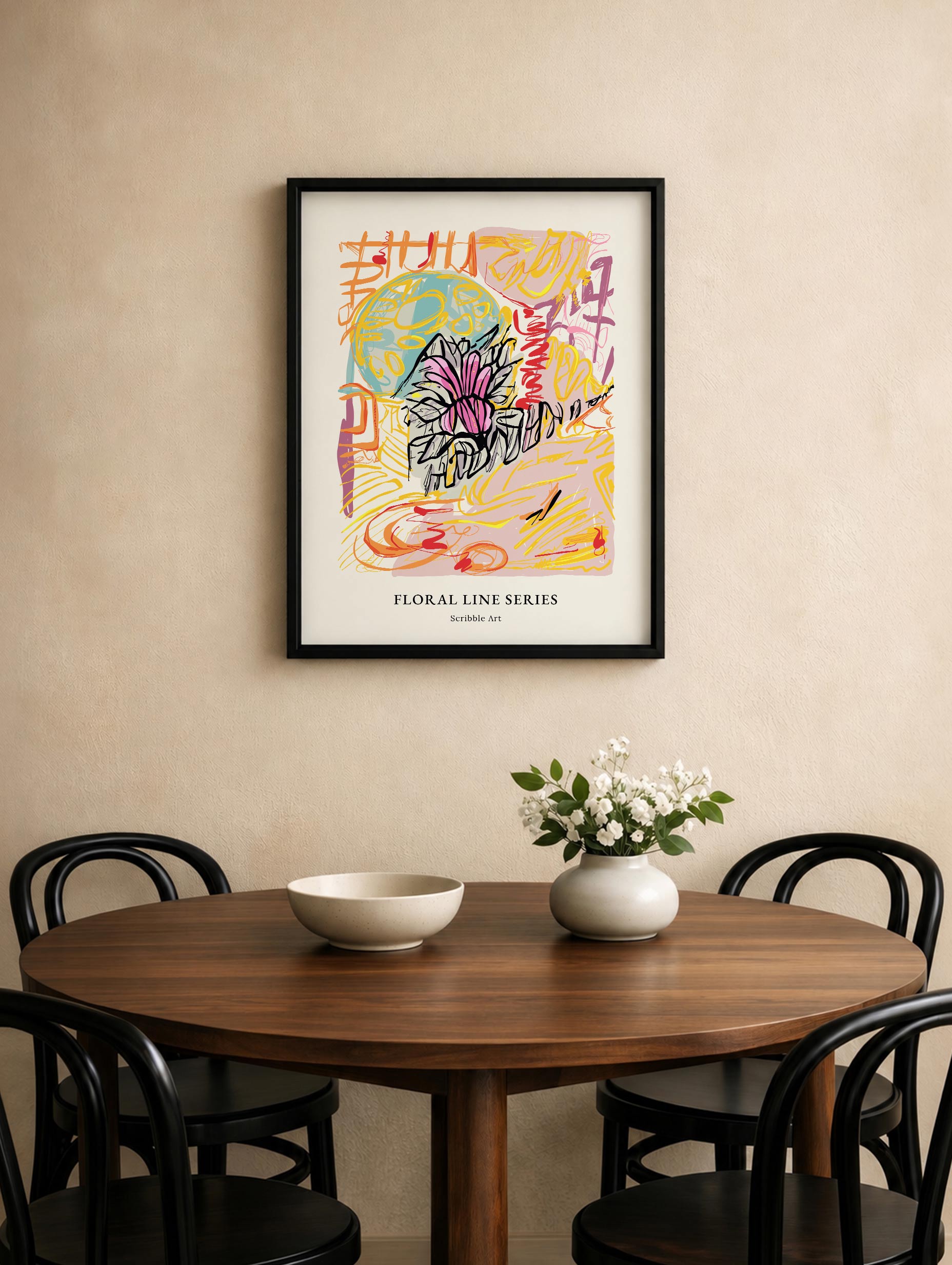 Floral Line Series Poster Mockup