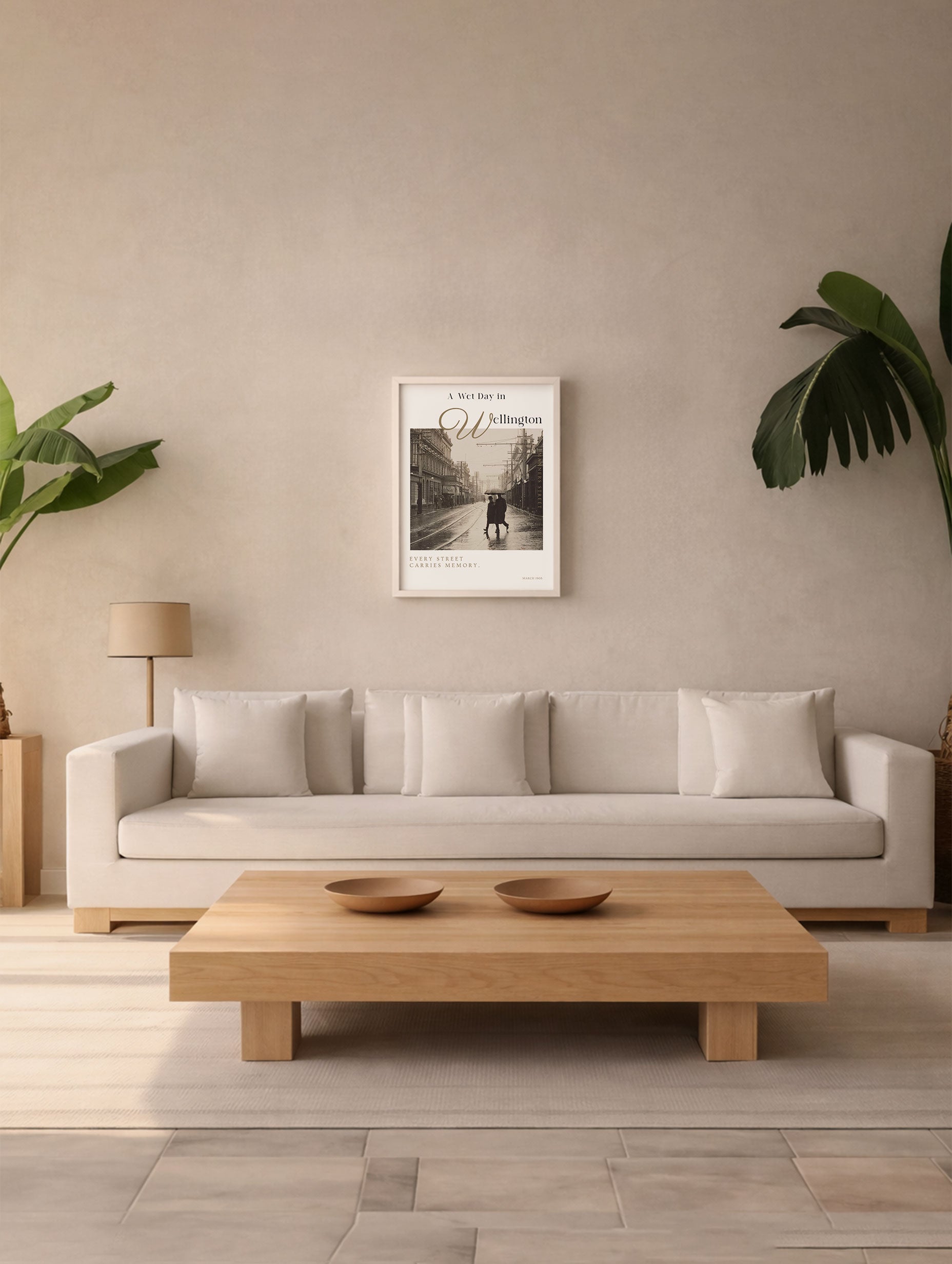 A Wet Day in Wellington Vintage Poster Mockup