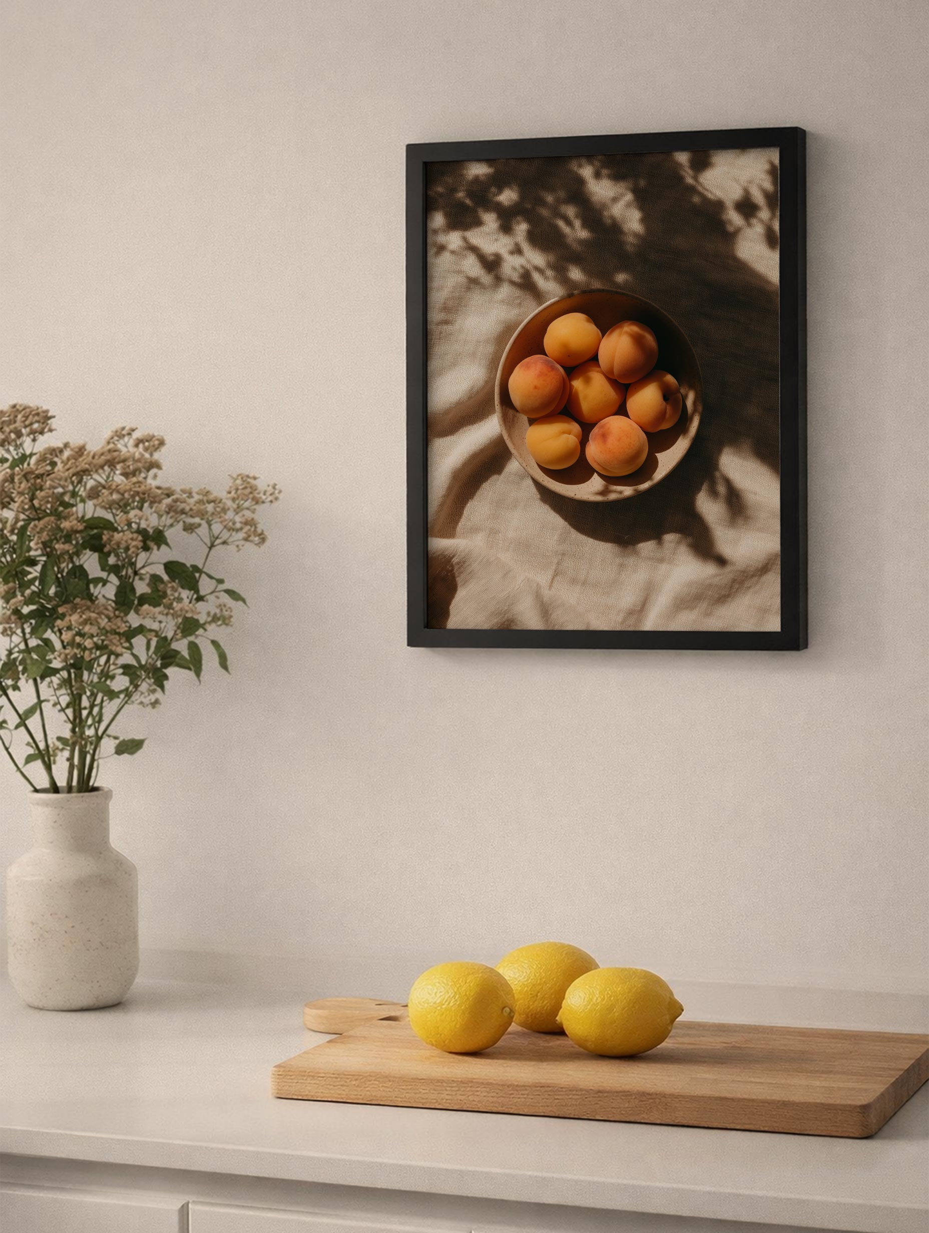 Apricots in a Bowl Fruit Artwork Mockup