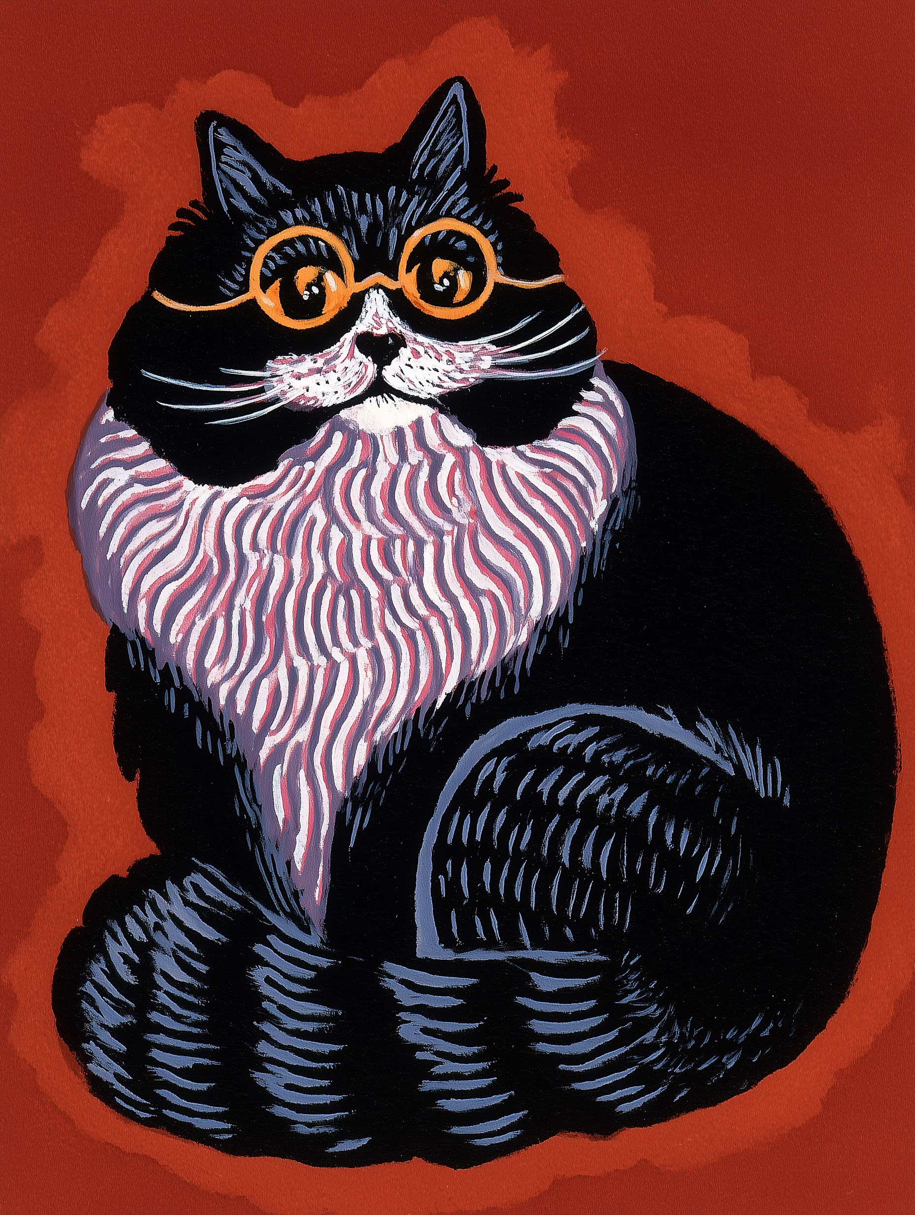 Bold Textured Cat Animal Art Print