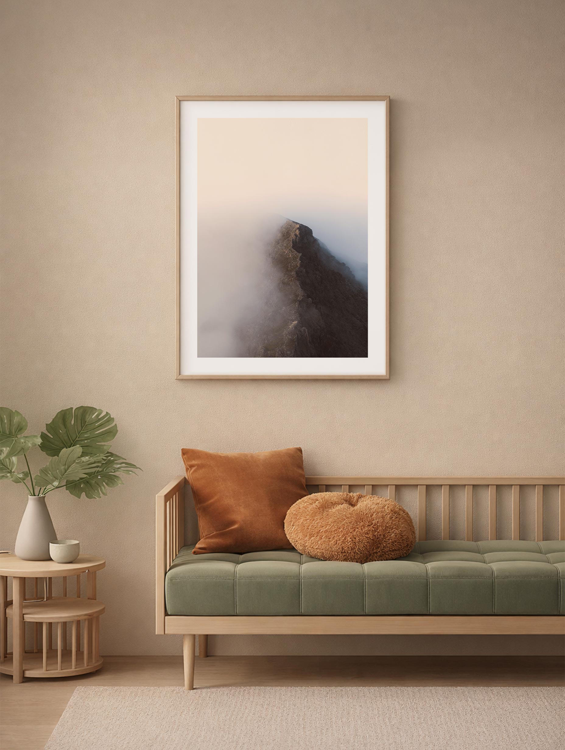 Cloudy Knife Edge Ridge Mountain Wall Art Mockup