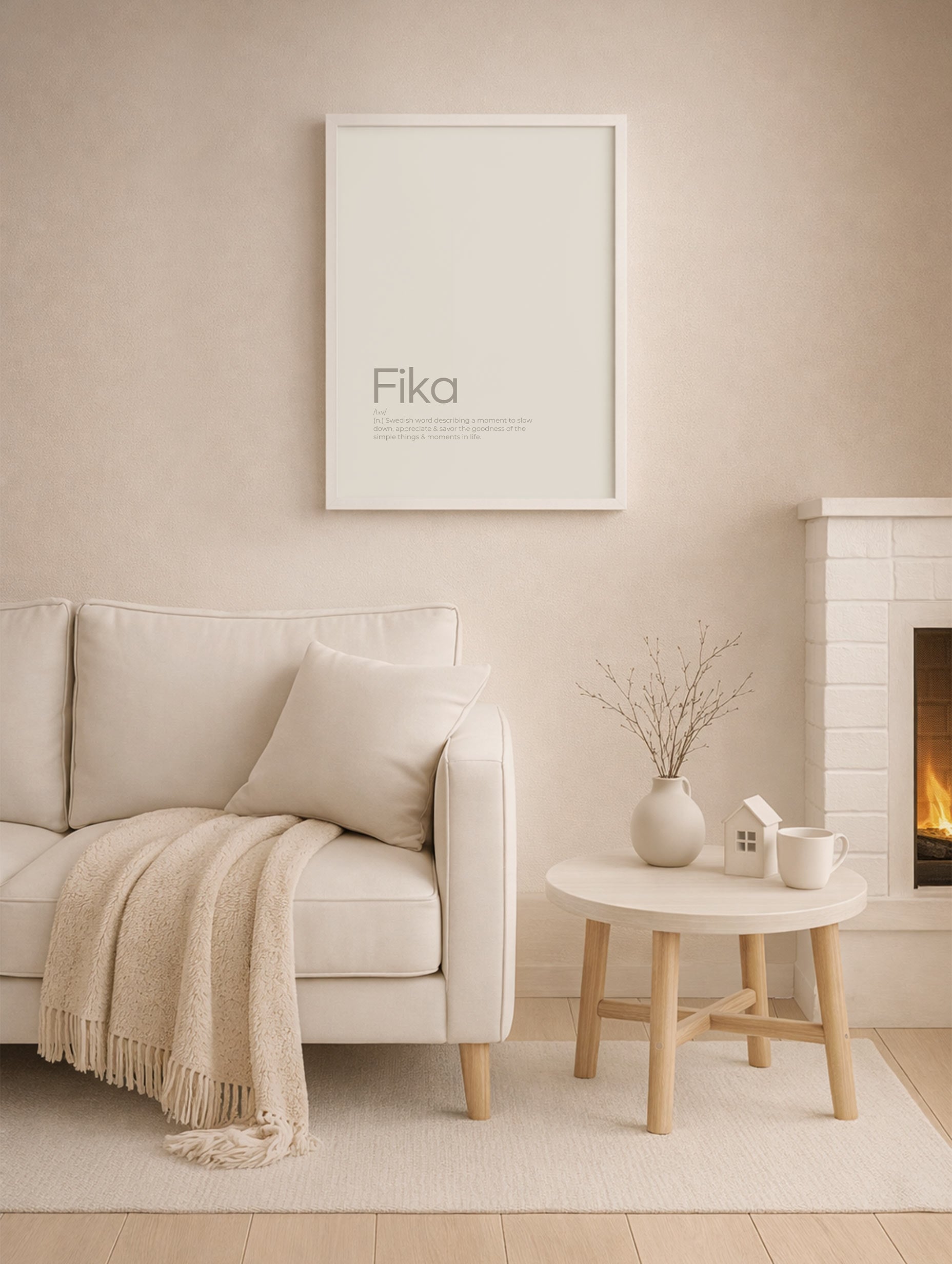 Fika Minimalist Scandinavian Quote Poster Mockup