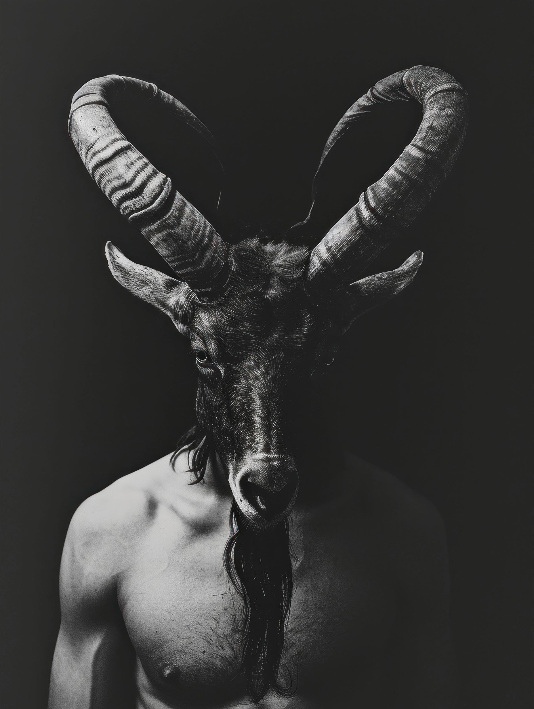 Goat Man Black and White Poster