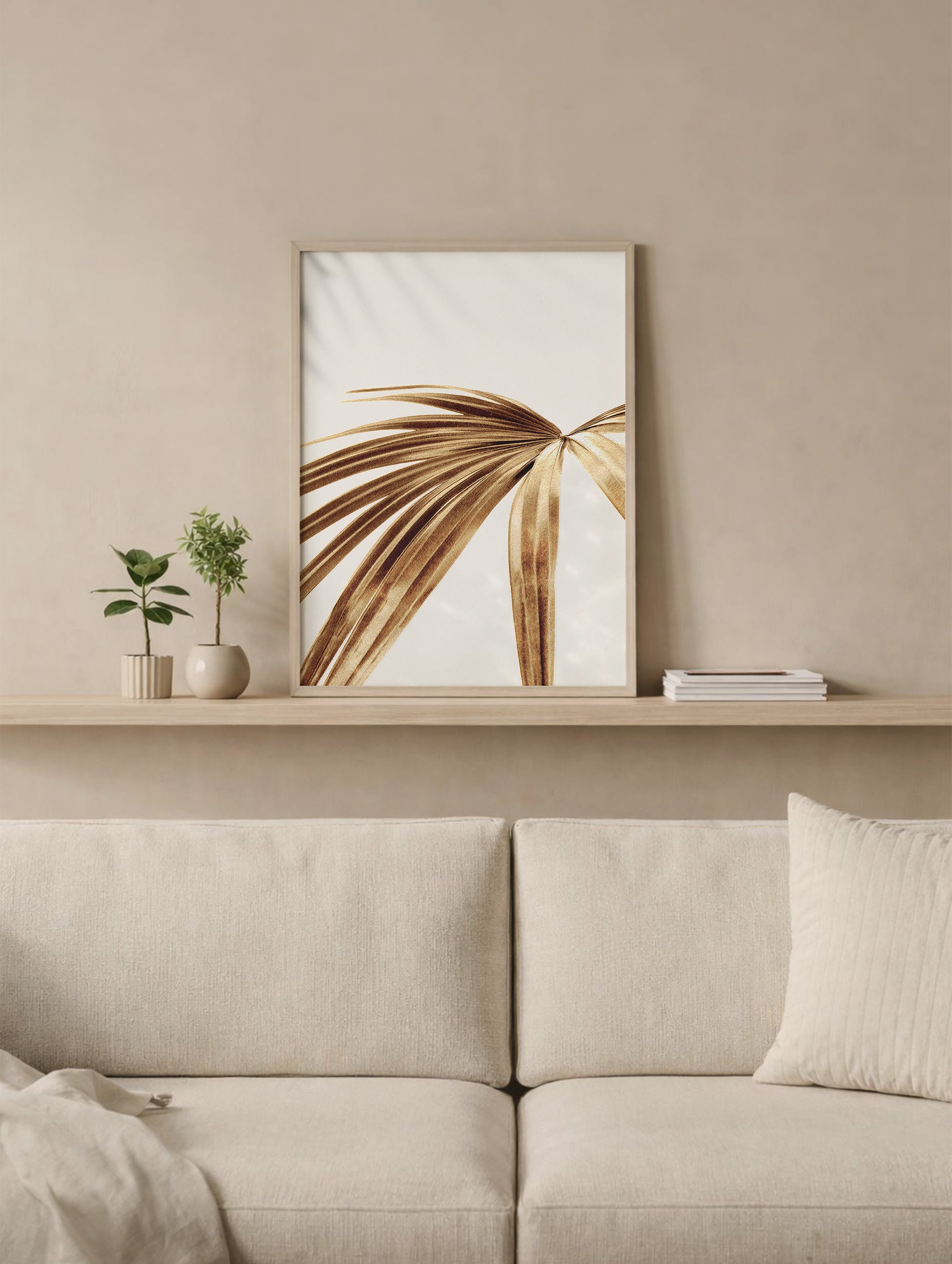 Golden Palm Leaf Botanical Poster Mockup