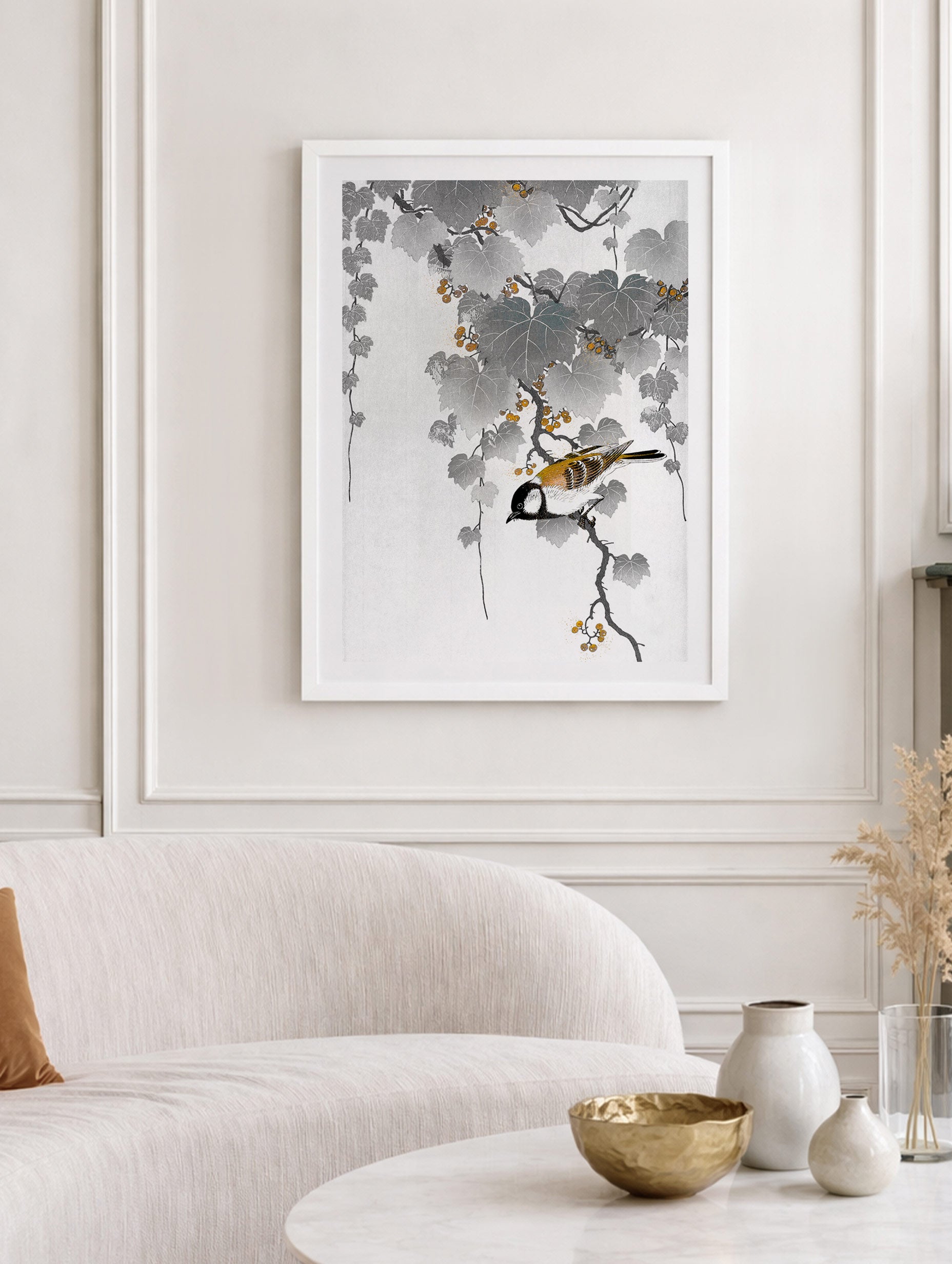 Great Tit on Paulownia Branch - Ohara Koson Mockup