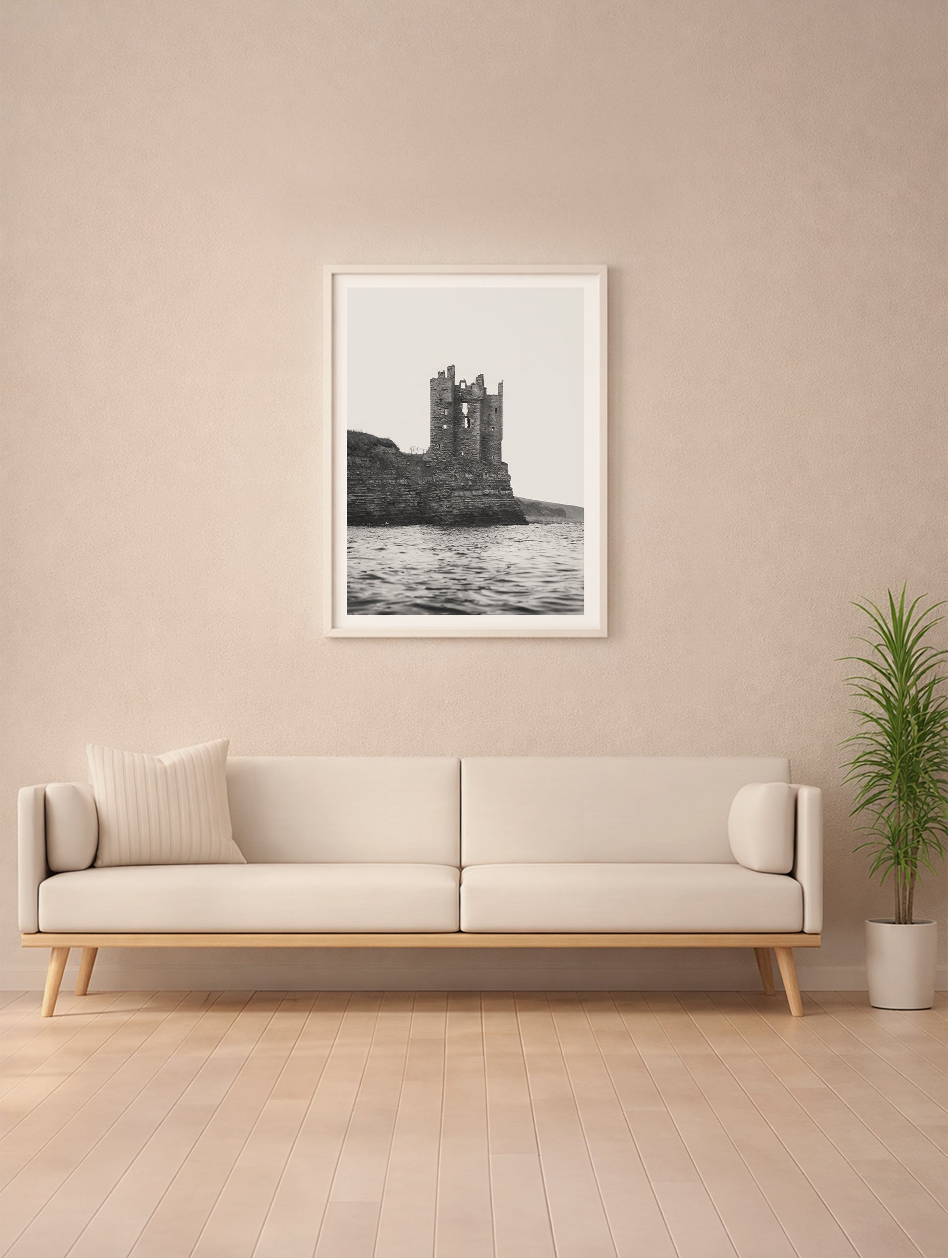 Keiss Castle Black and White Poster Mockup