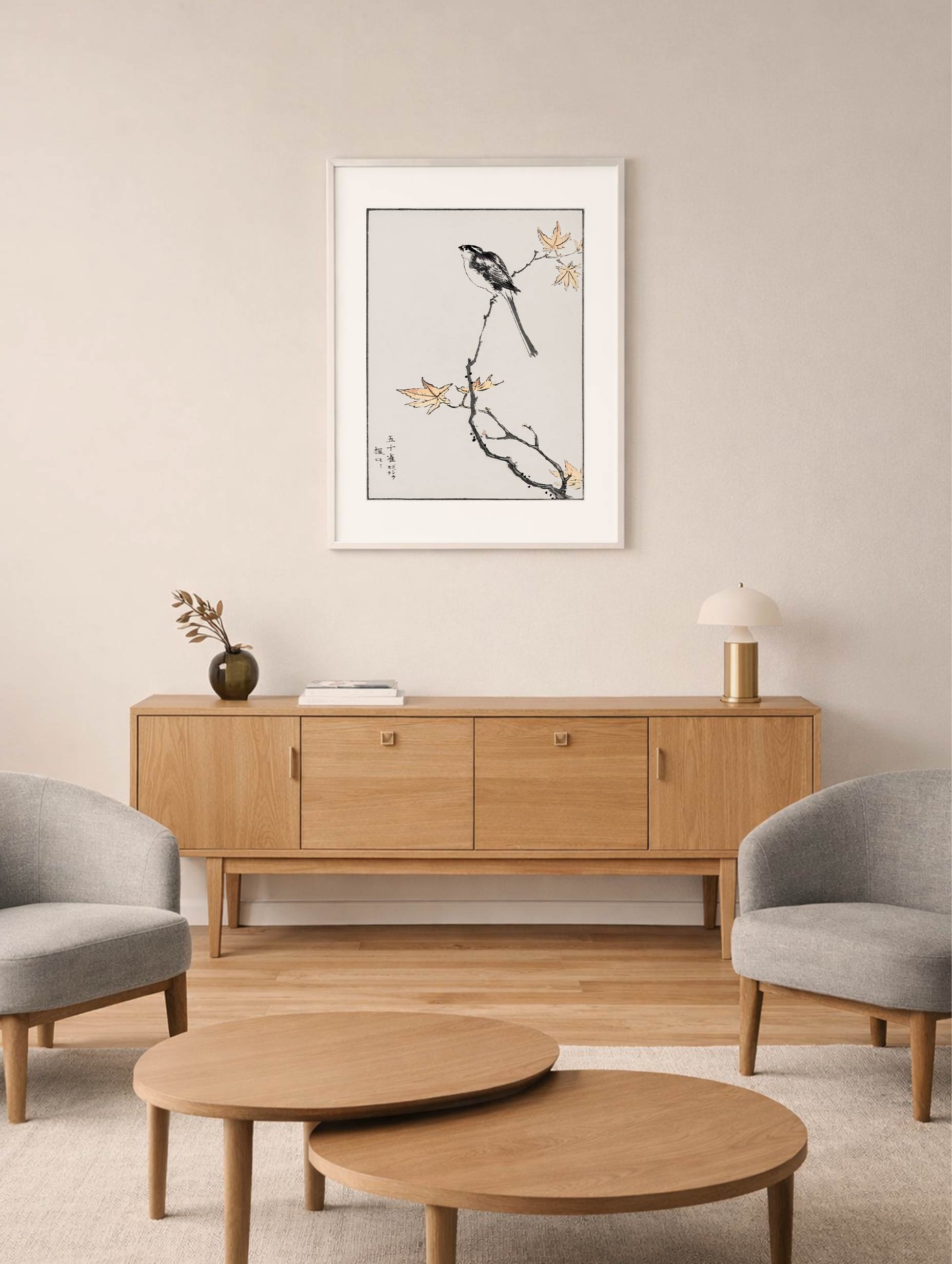 Long-tailed Tit & Maple Tree Numata Kashu Art Print Mockup